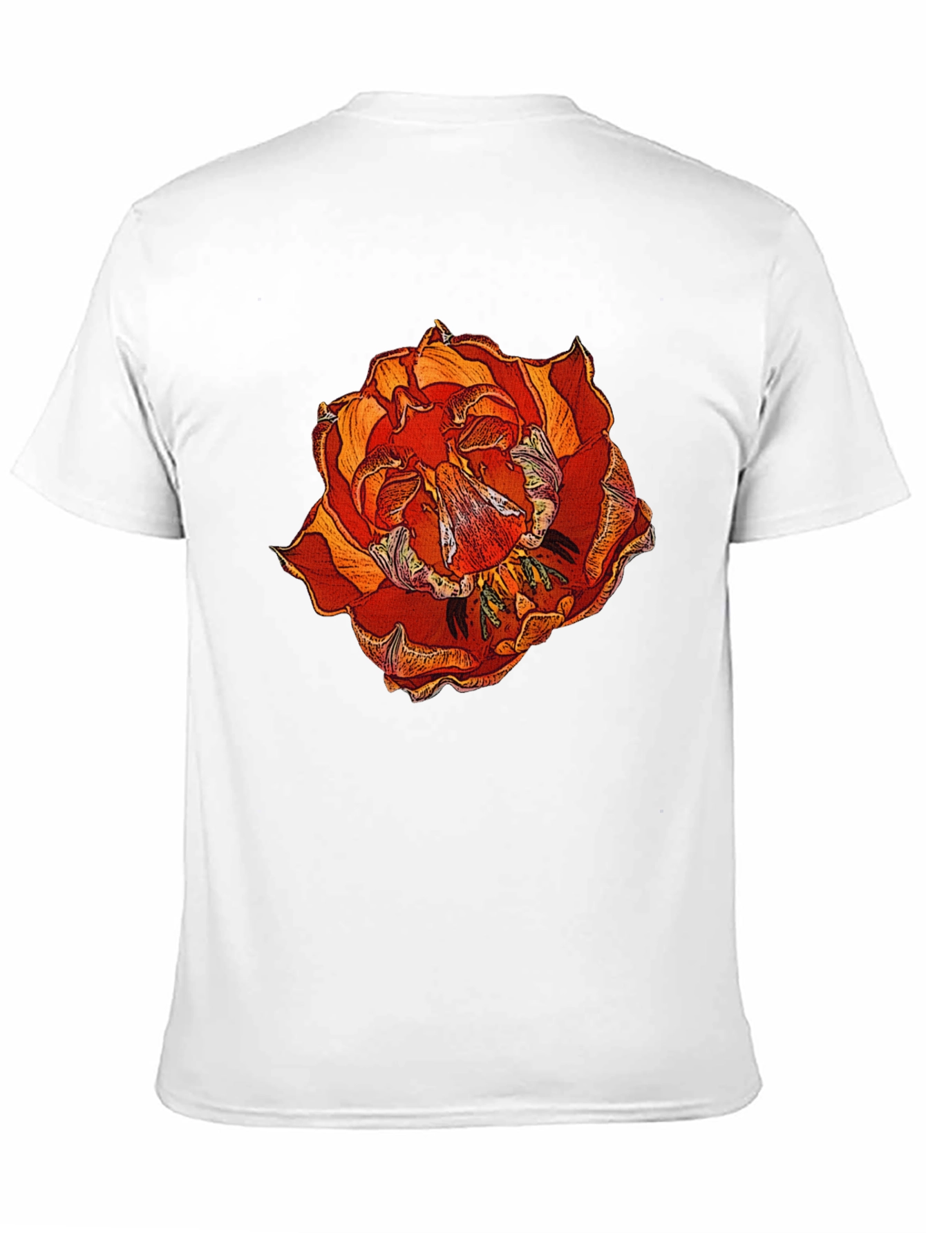 Floral Print Black Cotton T-Shirt
