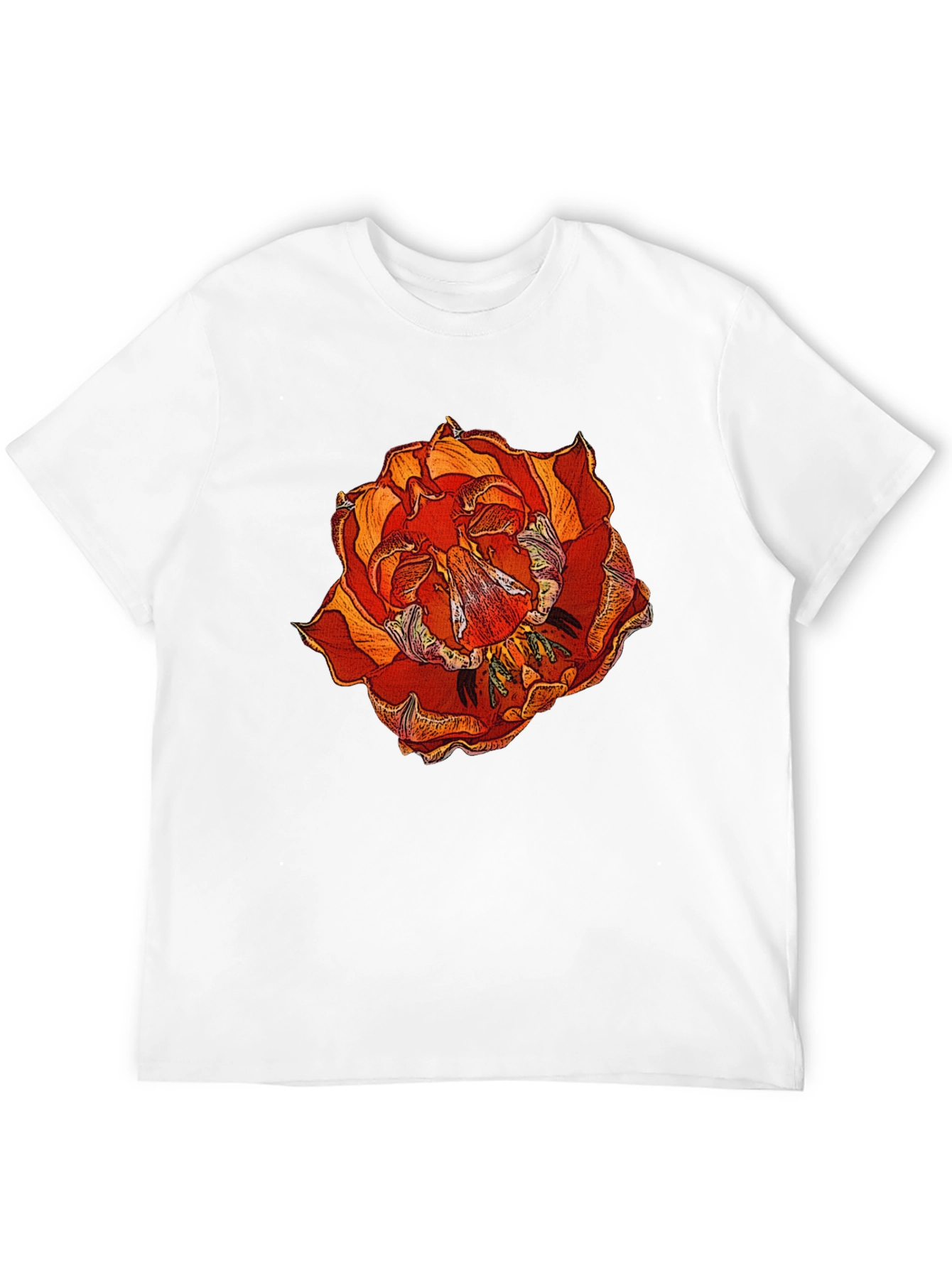 Floral Print Black Cotton T-Shirt