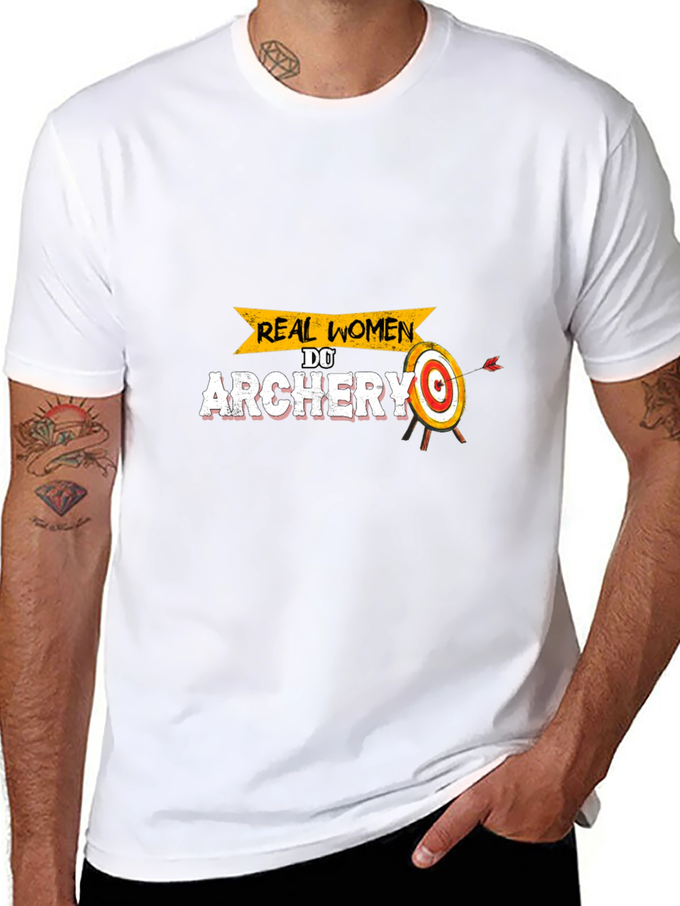 Real Women Do Archery T-Shirt: Black Cotton Tee