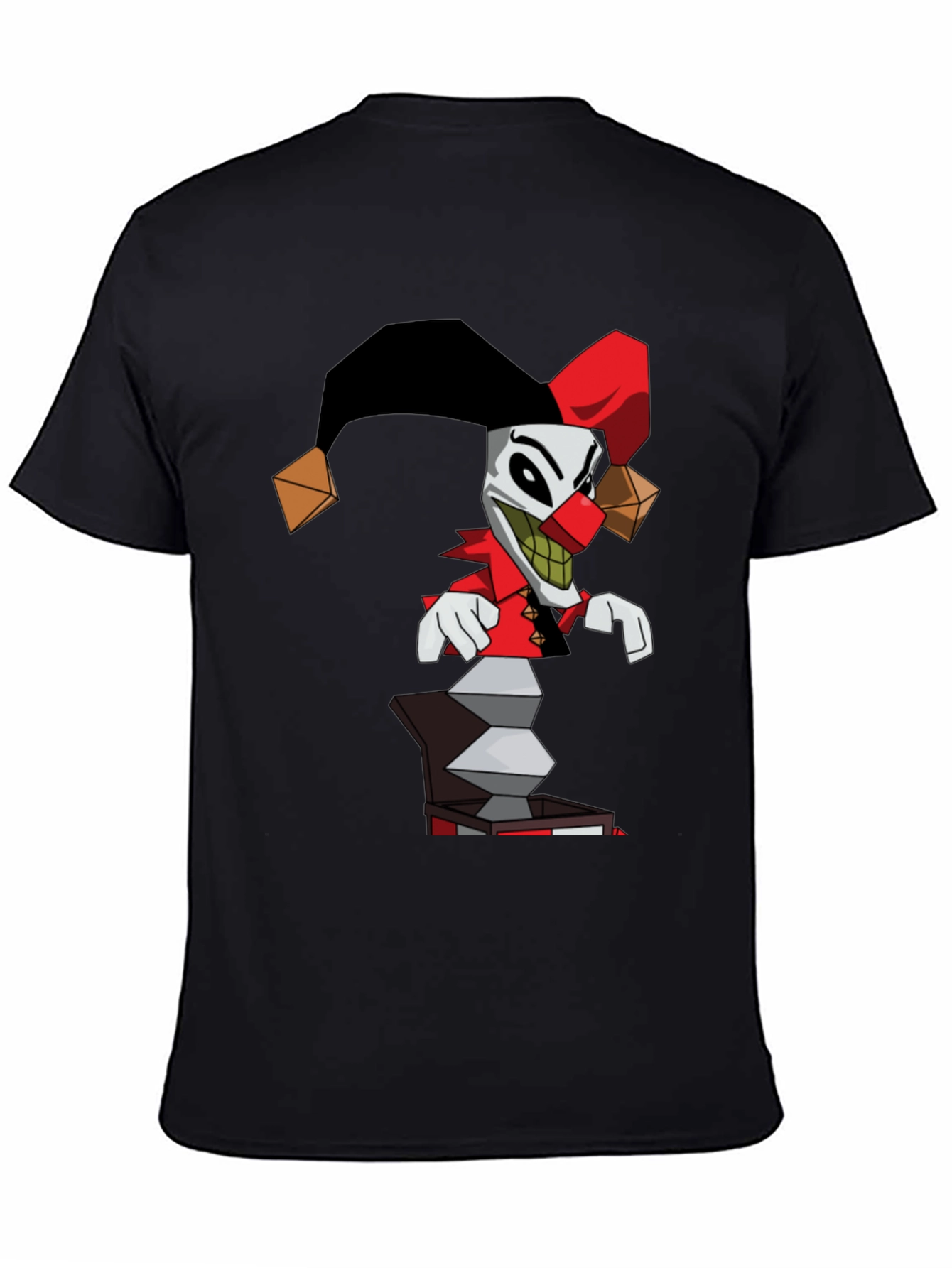Jack-in-the-Box Clown Graphic Tee - Black Cotton Blend Shirt