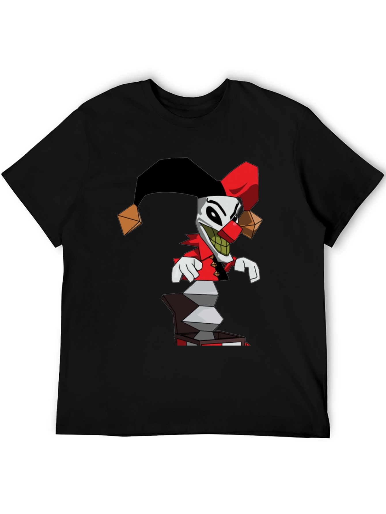 Jack-in-the-Box Clown Graphic Tee - Black Cotton Blend Shirt