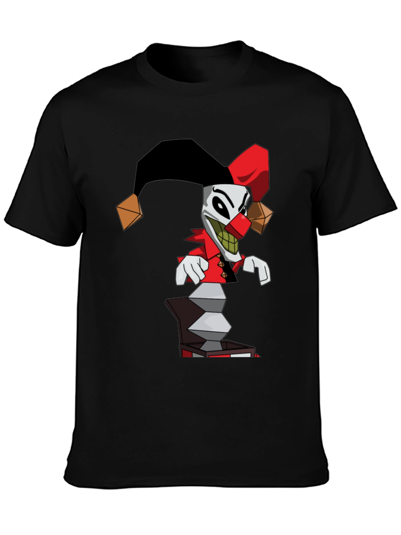 Jack-in-the-Box Clown Graphic Tee - Black Cotton Blend Shirt