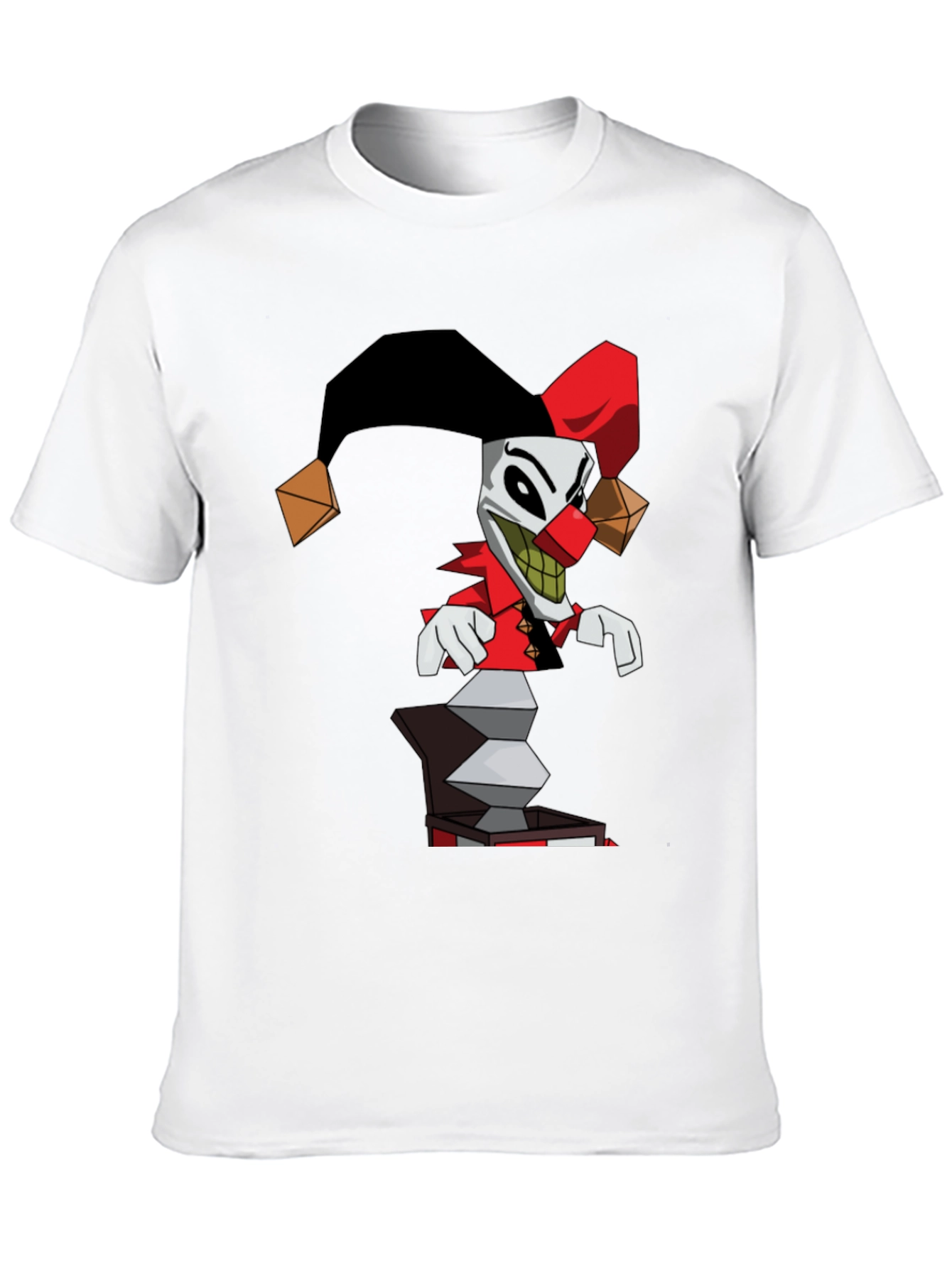 Jack-in-the-Box Clown Graphic Tee - Black Cotton Blend Shirt