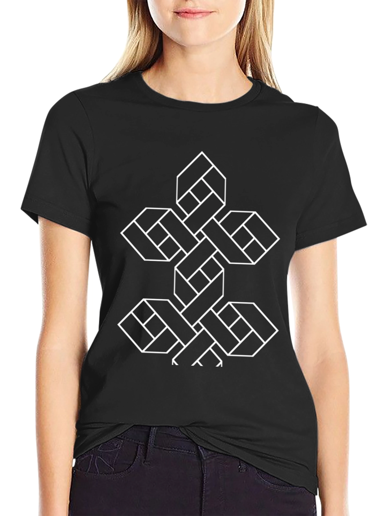 Geometric Knot Graphic Tee - Stylish Black T-Shirt