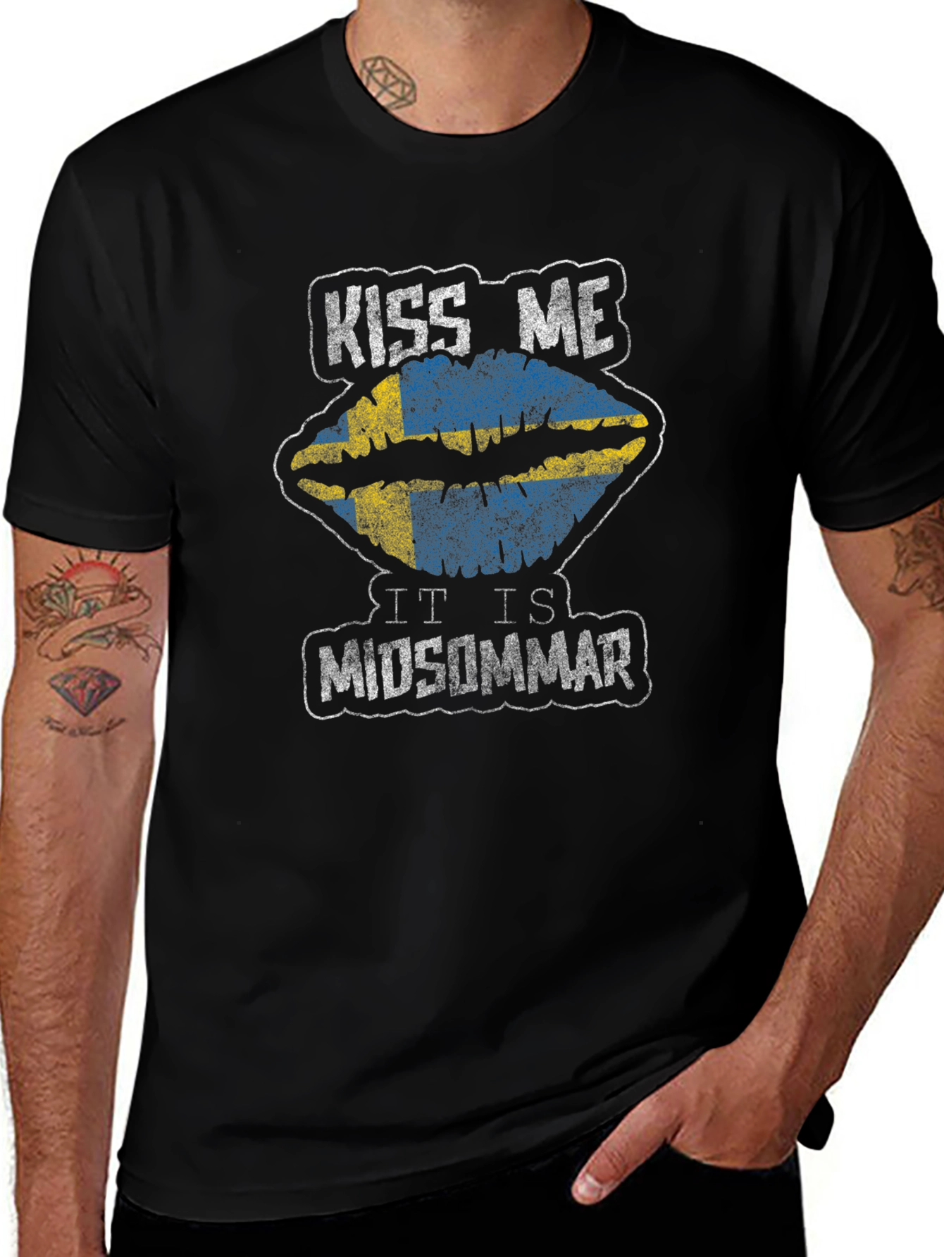 Kiss Me It is Midsommar Black T-Shirt