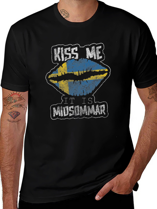 Kiss Me It is Midsommar Black T-Shirt