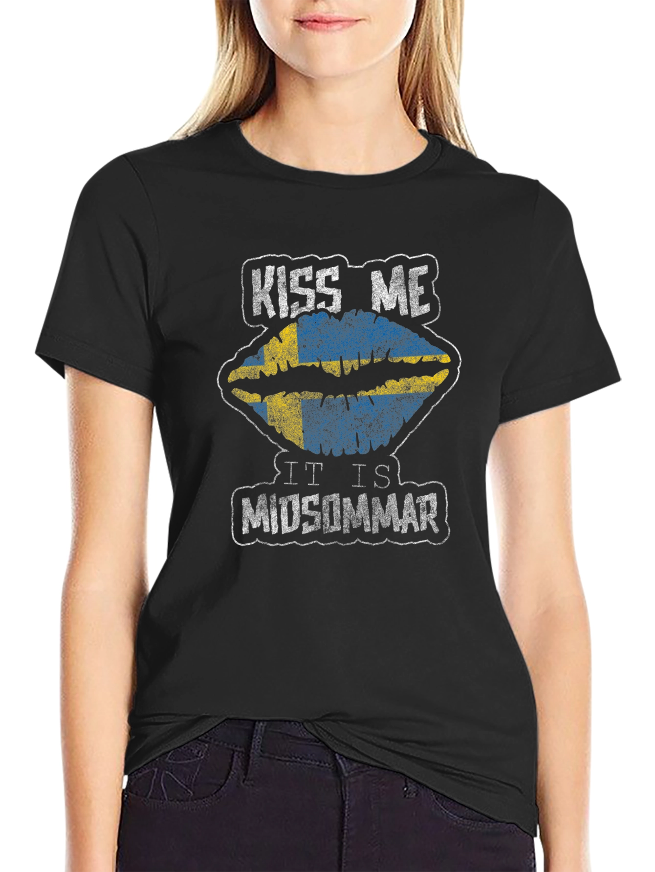 Kiss Me It is Midsommar Black T-Shirt