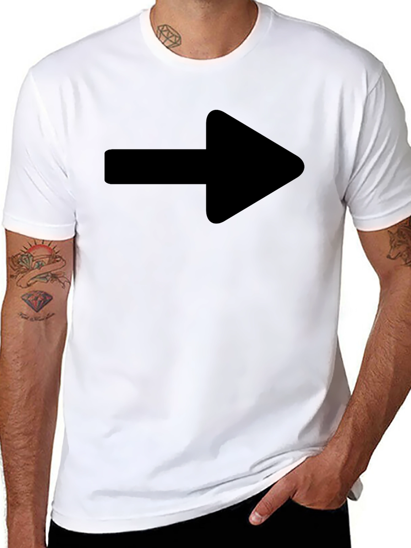 Right Arrow Graphic T-Shirt - Casual Black Tee