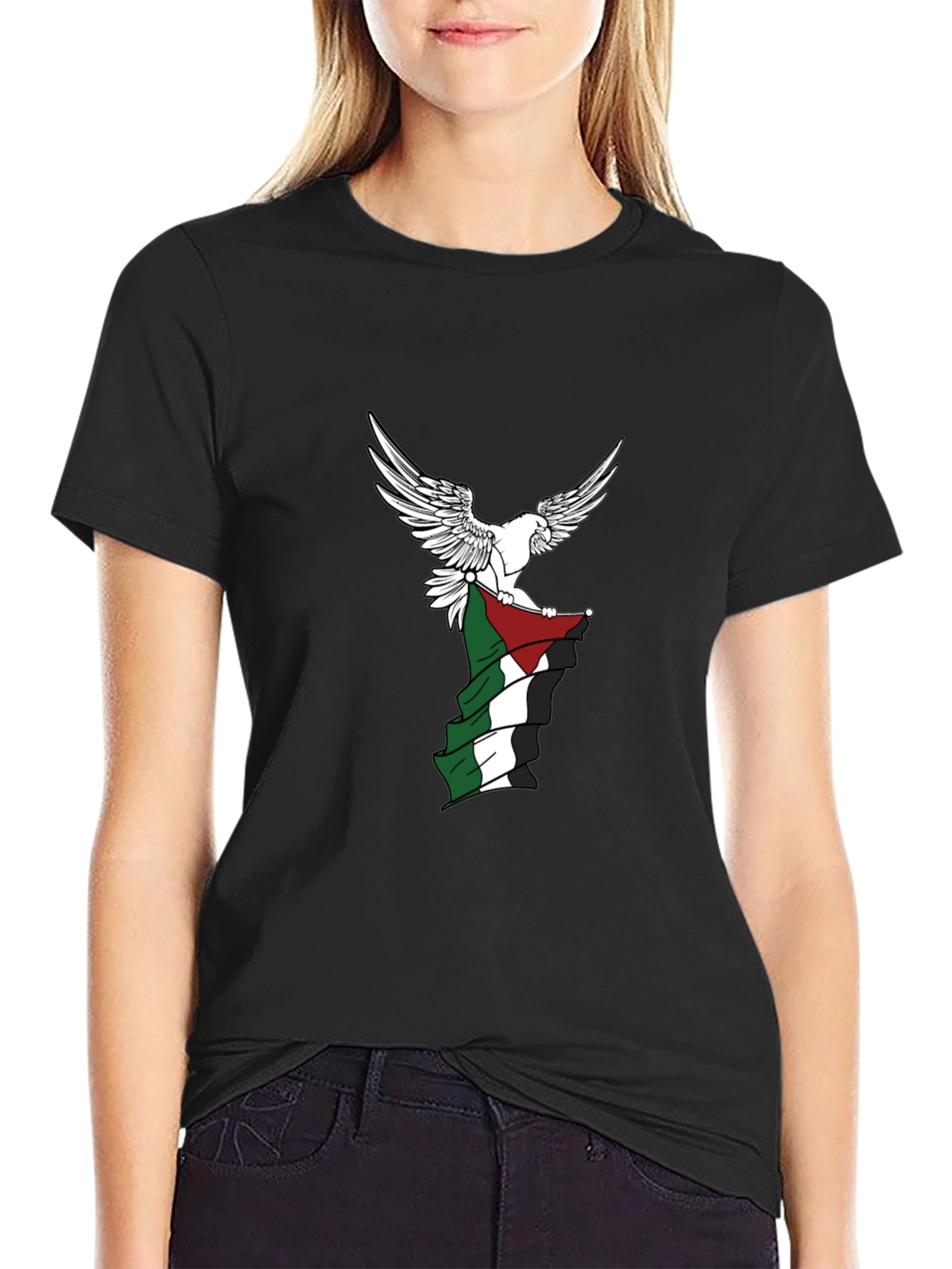 Palestinian Eagle Flag Graphic Tee - Black