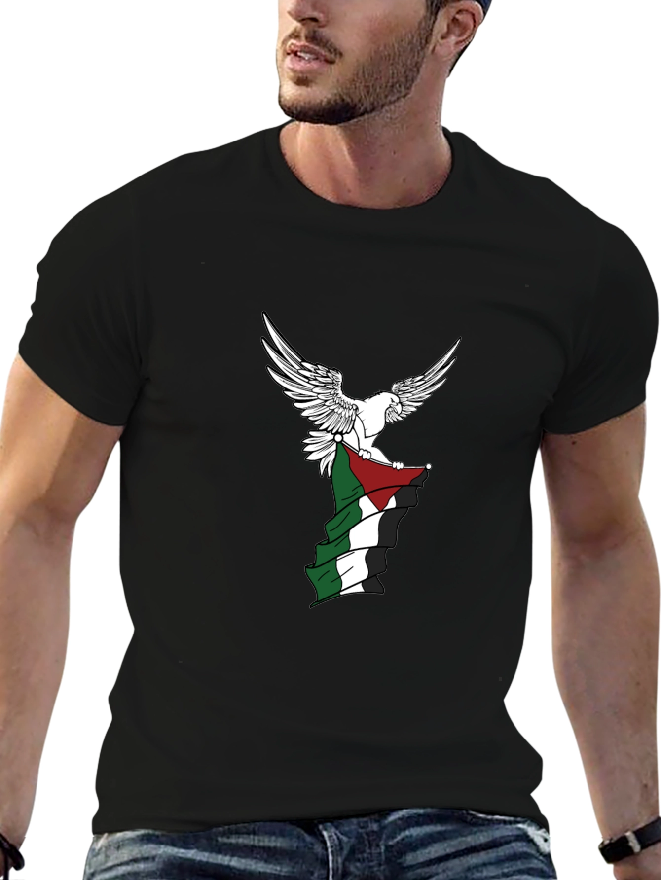 Palestinian Eagle Flag Graphic Tee - Black