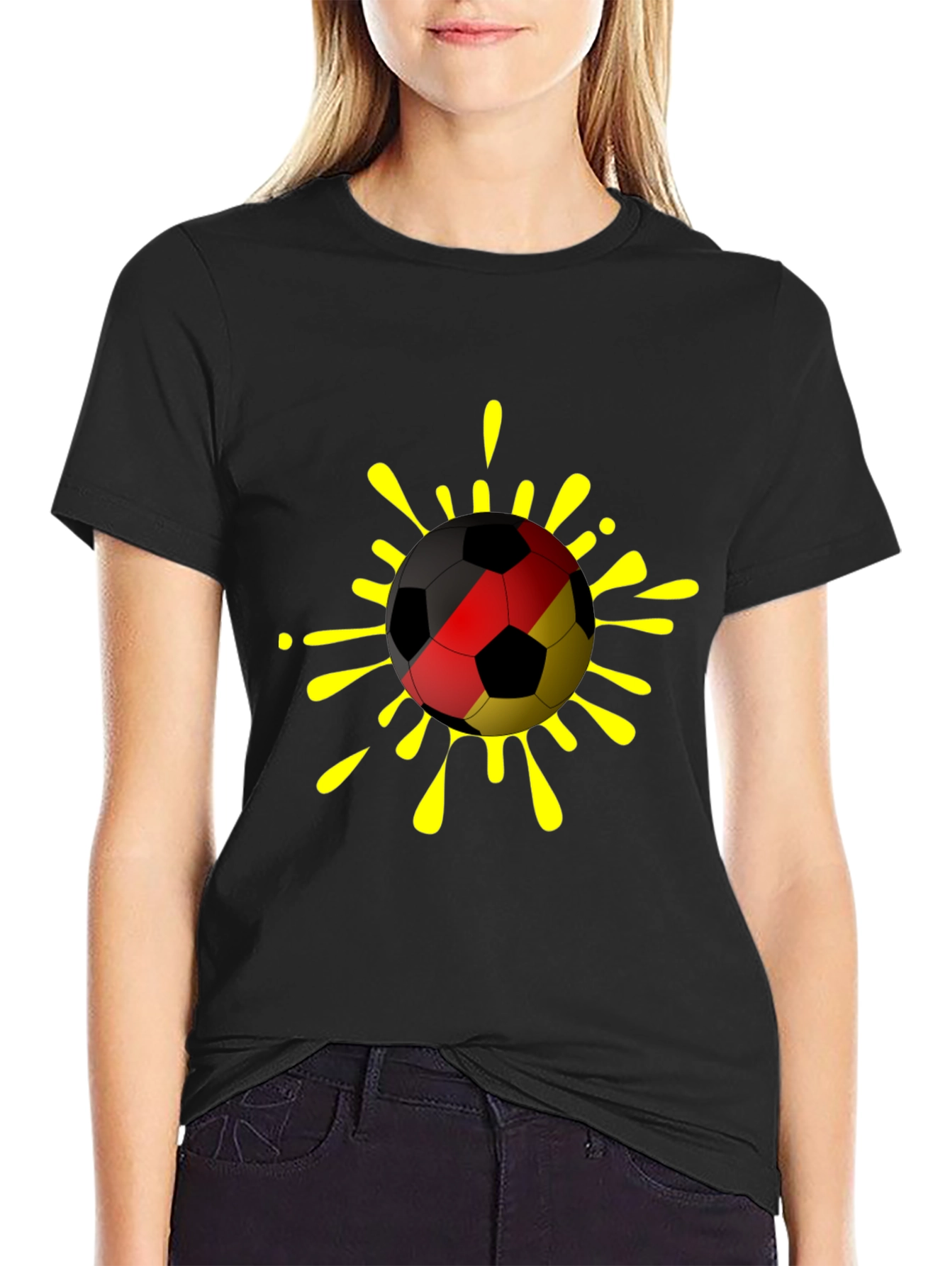 German Flag Soccer Ball T-Shirt - Black