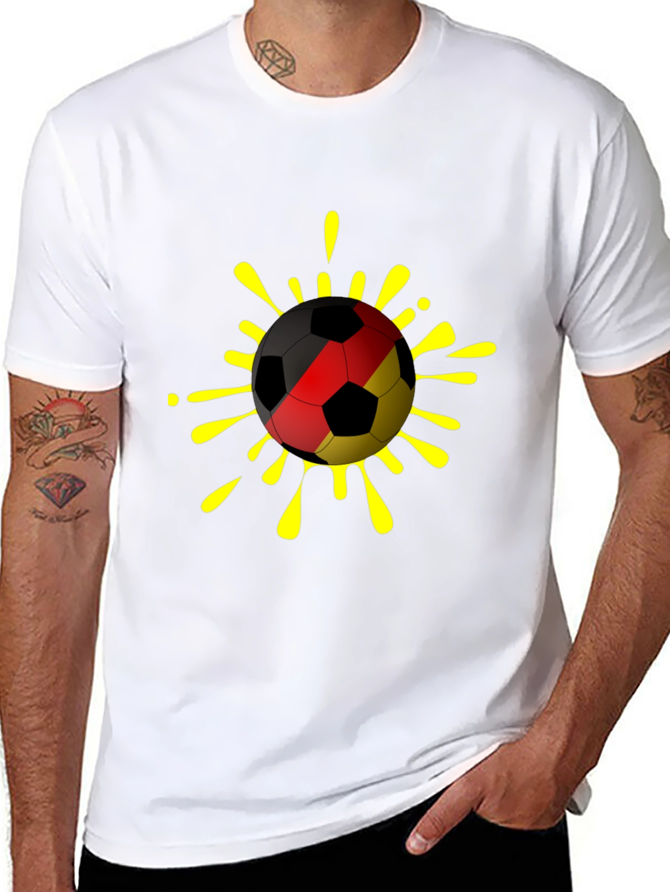 German Flag Soccer Ball T-Shirt - Black
