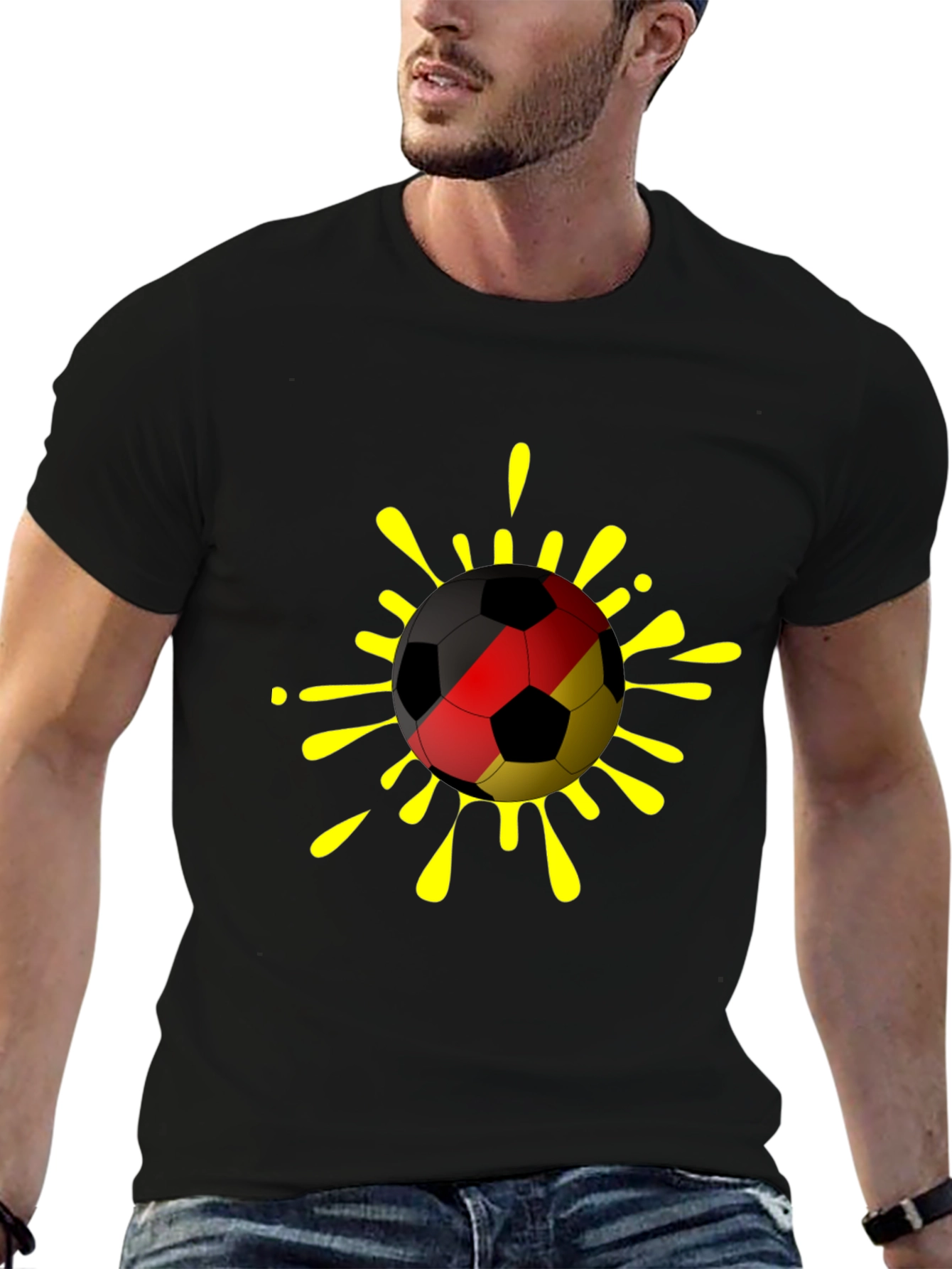 German Flag Soccer Ball T-Shirt - Black