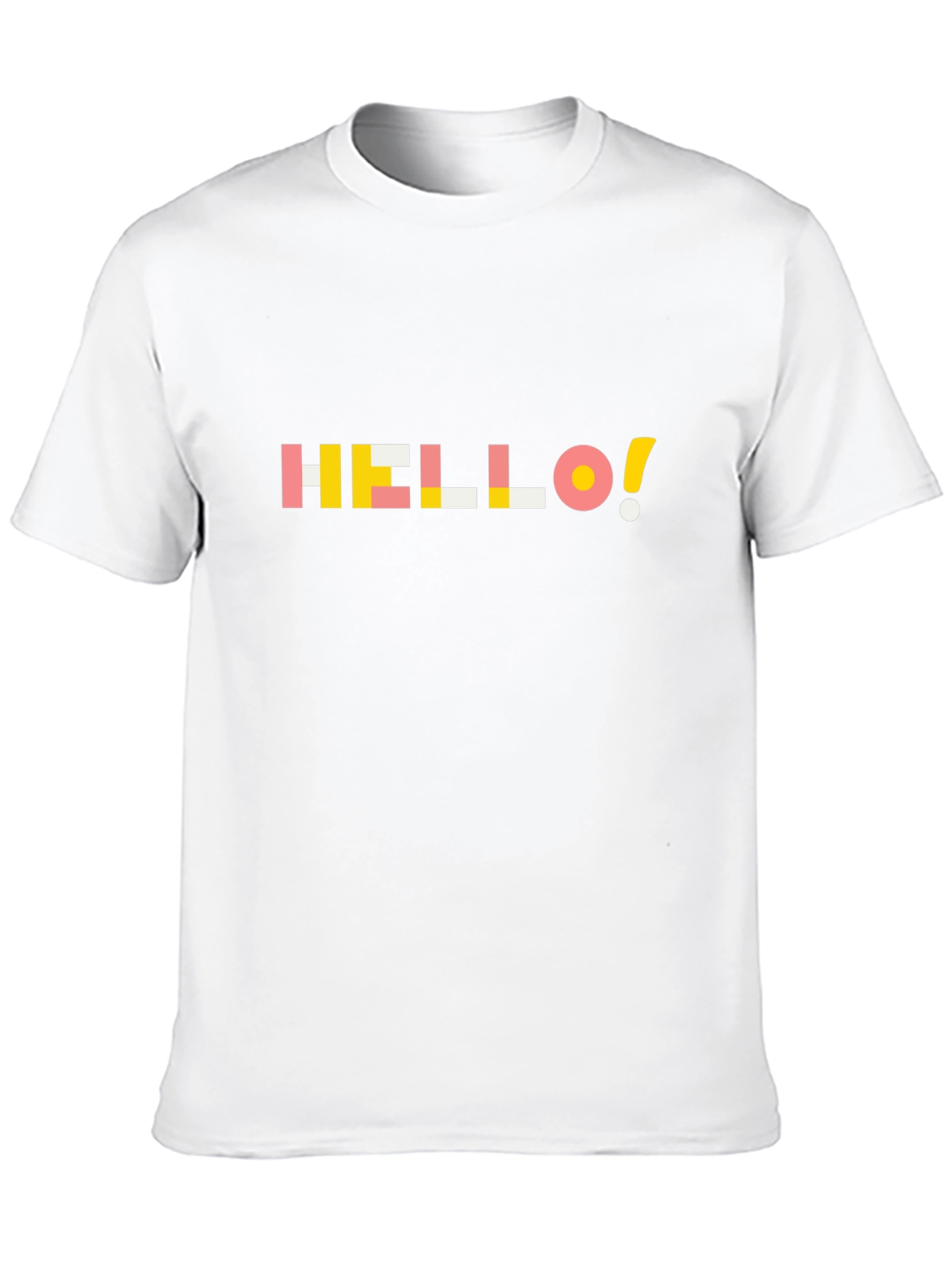Geometric Hello Graphic Tee - Soft Black Cotton