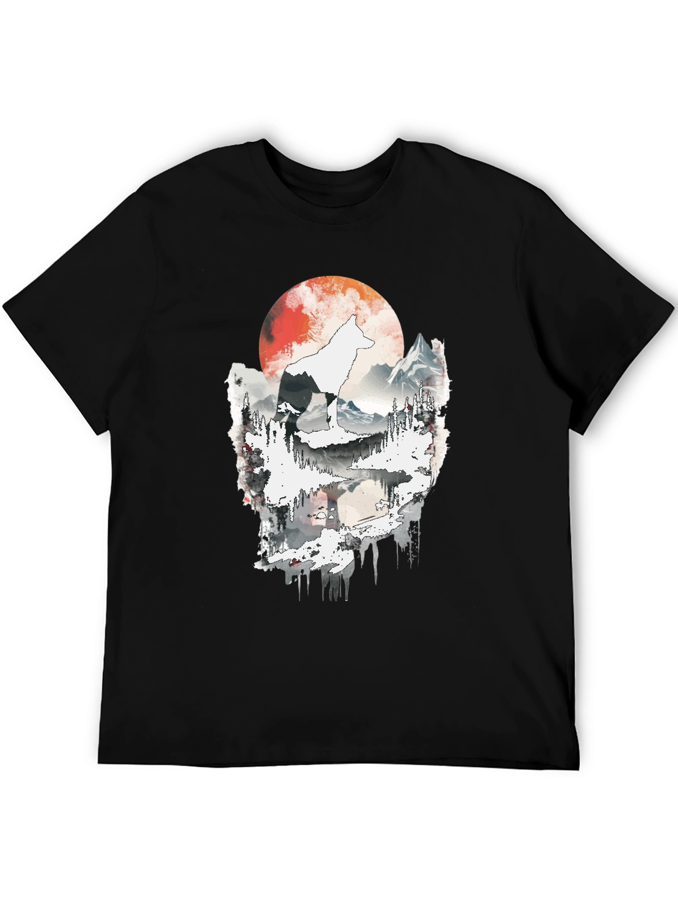 Wolf Moon Graphic Tee - Black Cotton T-Shirt