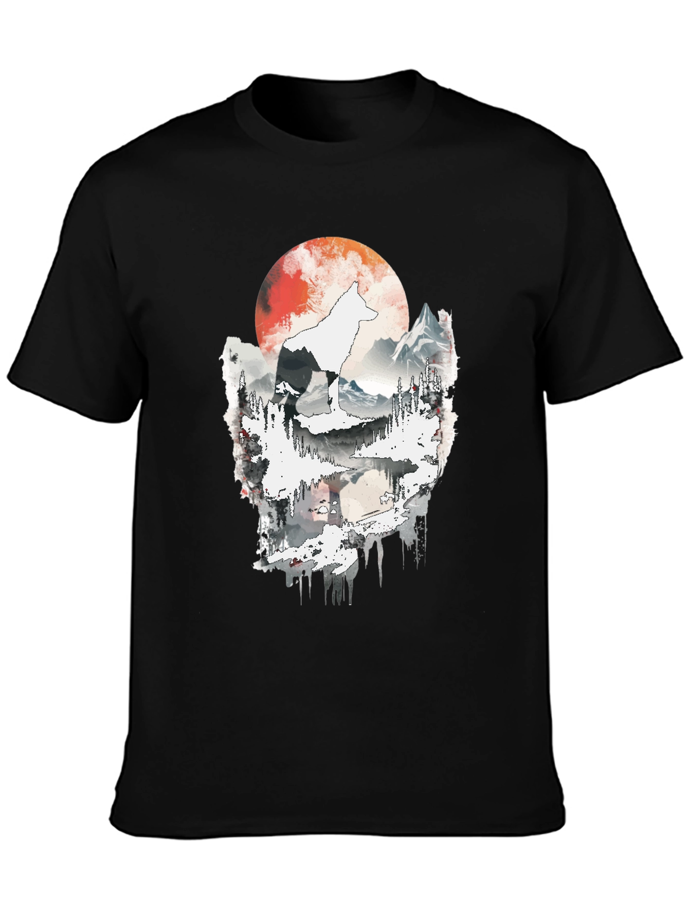 Wolf Moon Graphic Tee - Black Cotton T-Shirt