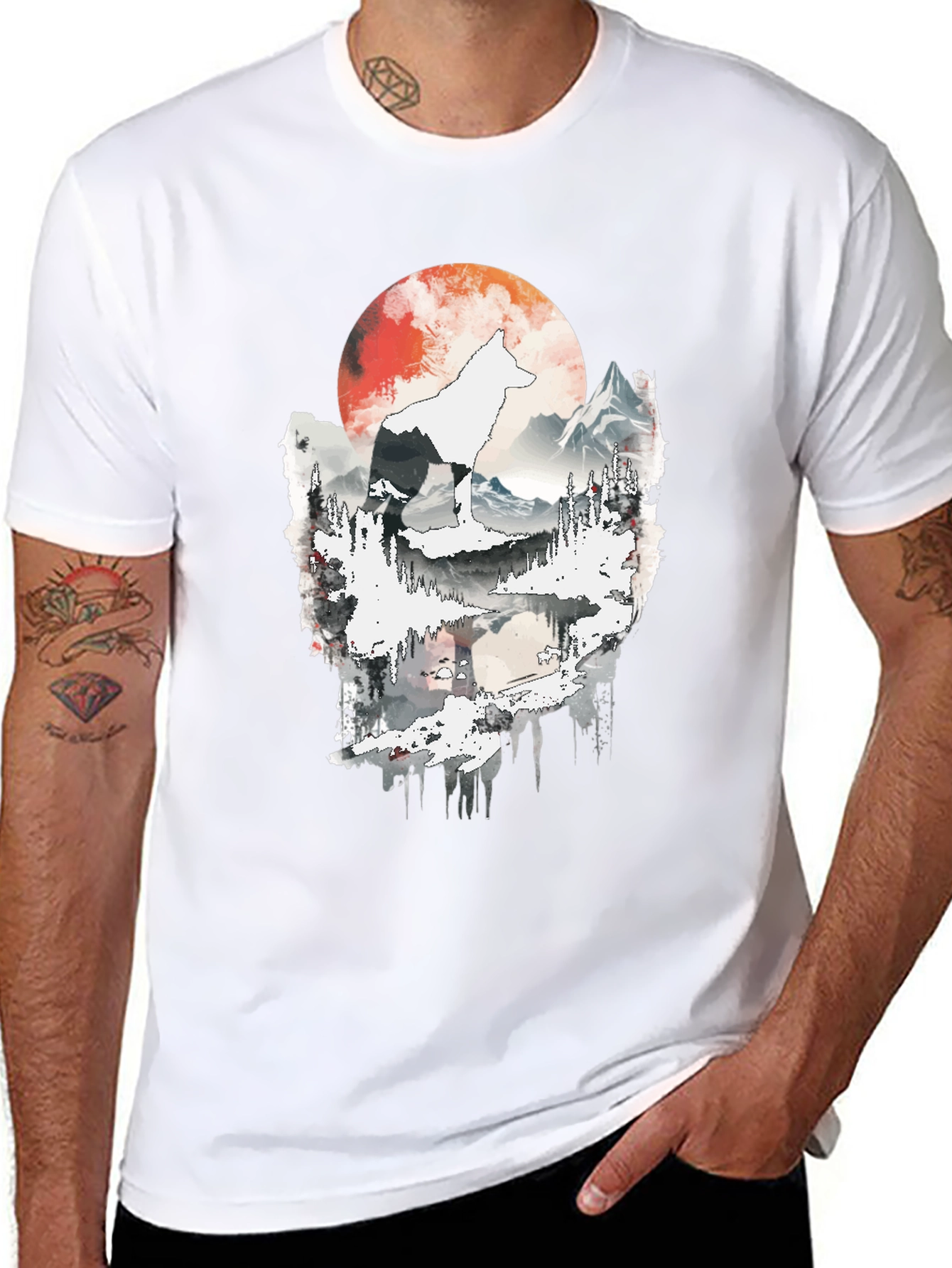 Wolf Moon Graphic Tee - Black Cotton T-Shirt