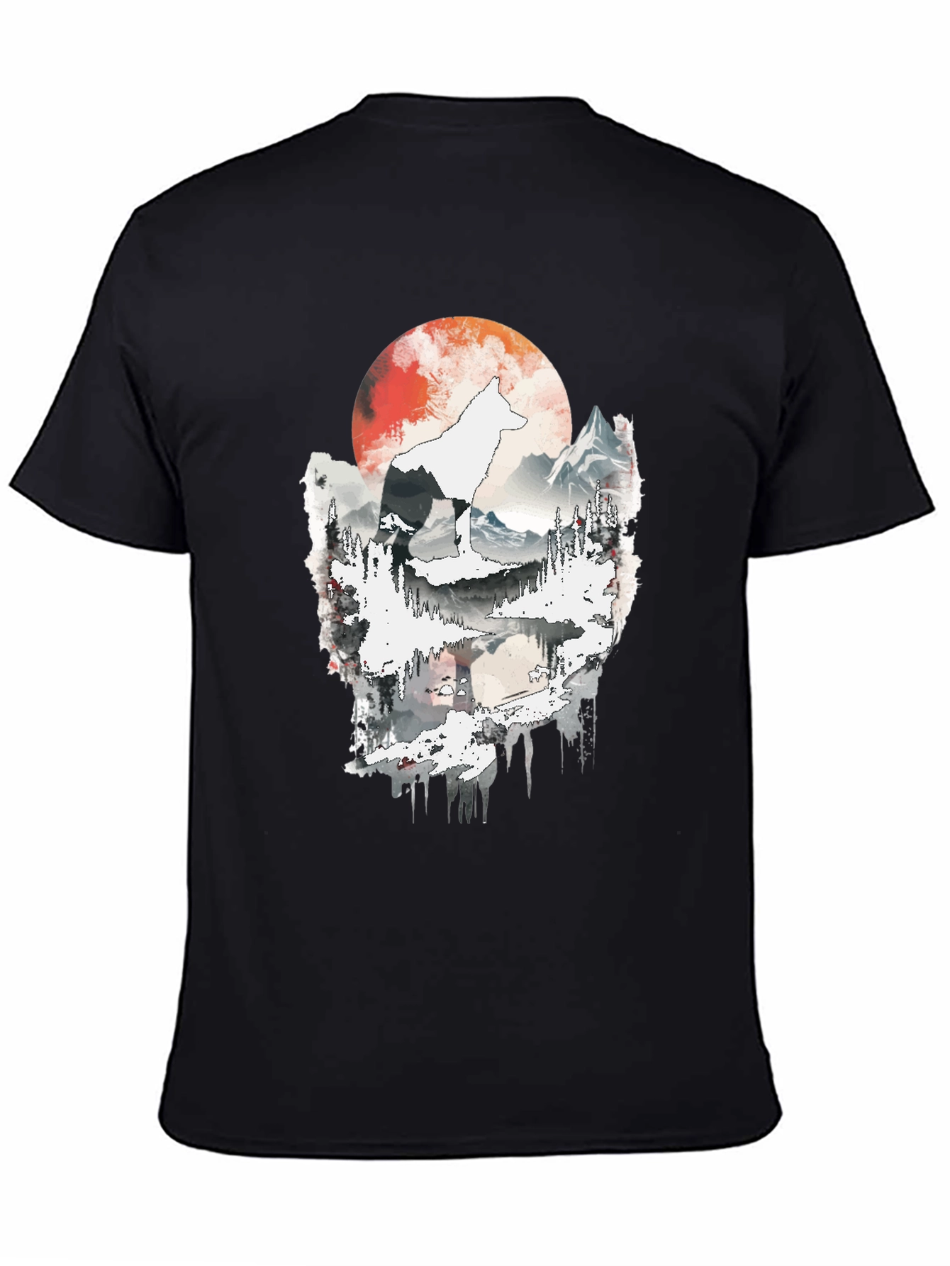 Wolf Moon Graphic Tee - Black Cotton T-Shirt