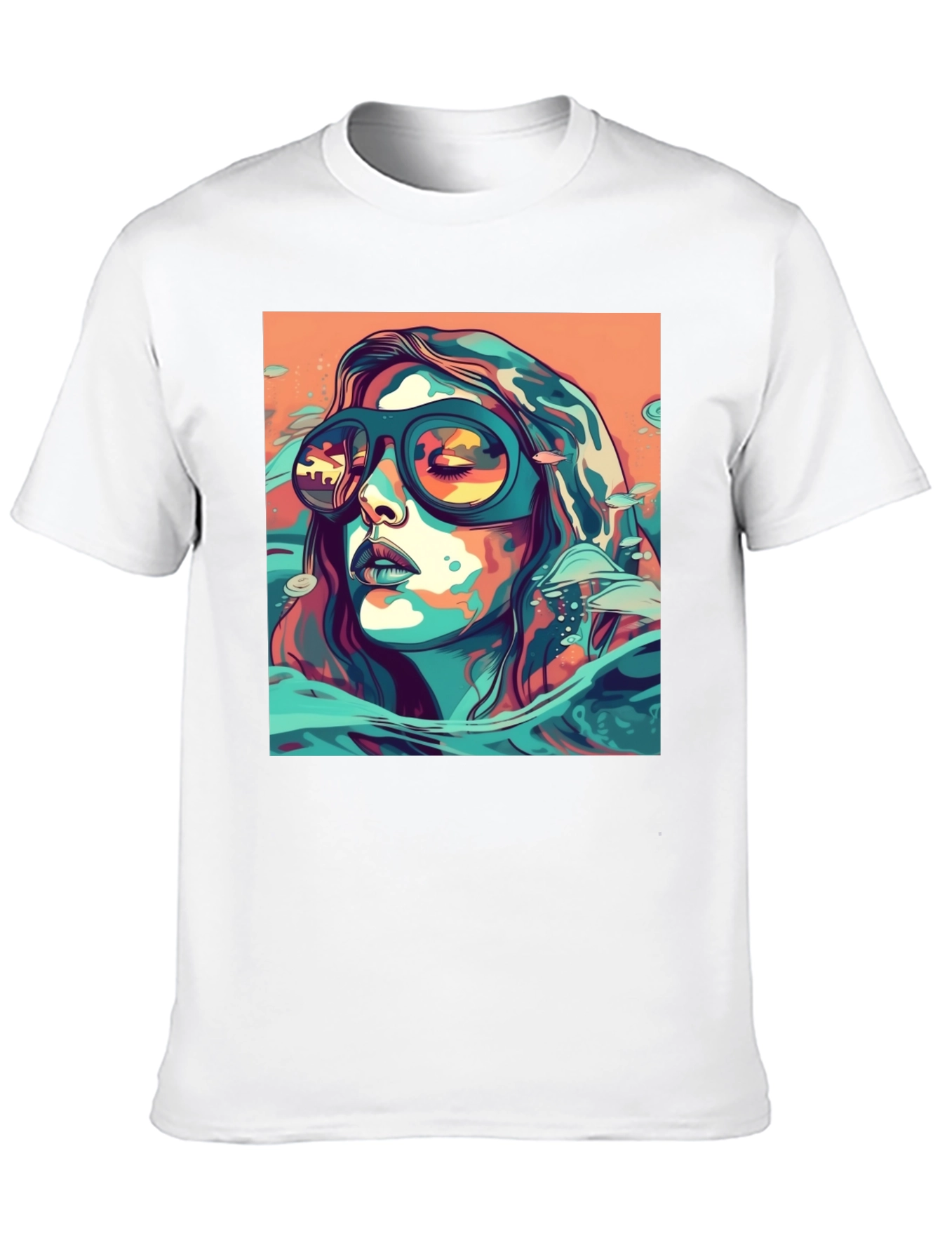 Abstract Woman Sunglasses Black Tee