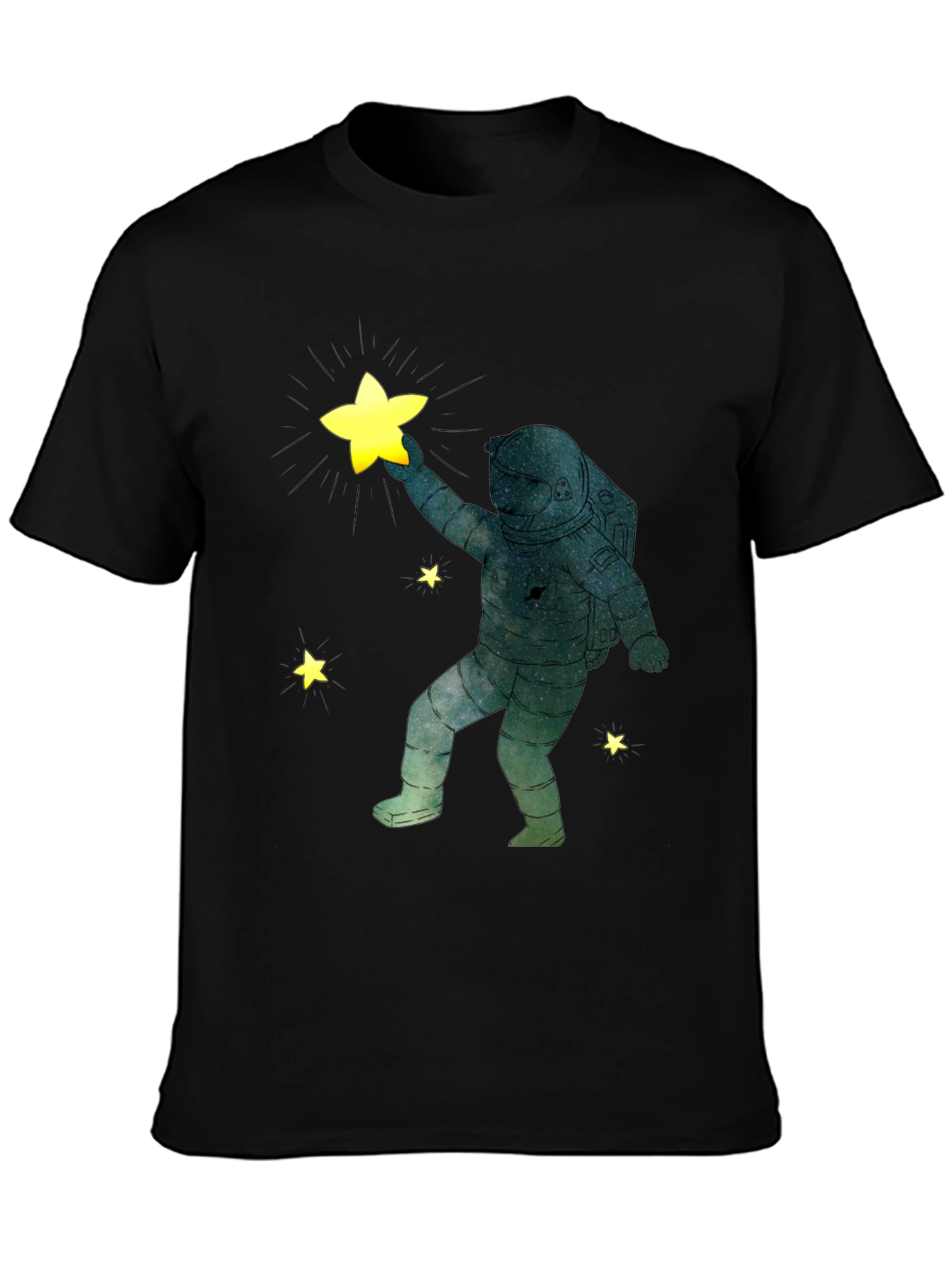 Astronaut Star Grabber Black T-Shirt