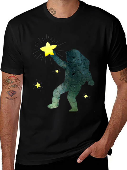 Astronaut Star Grabber Black T-Shirt