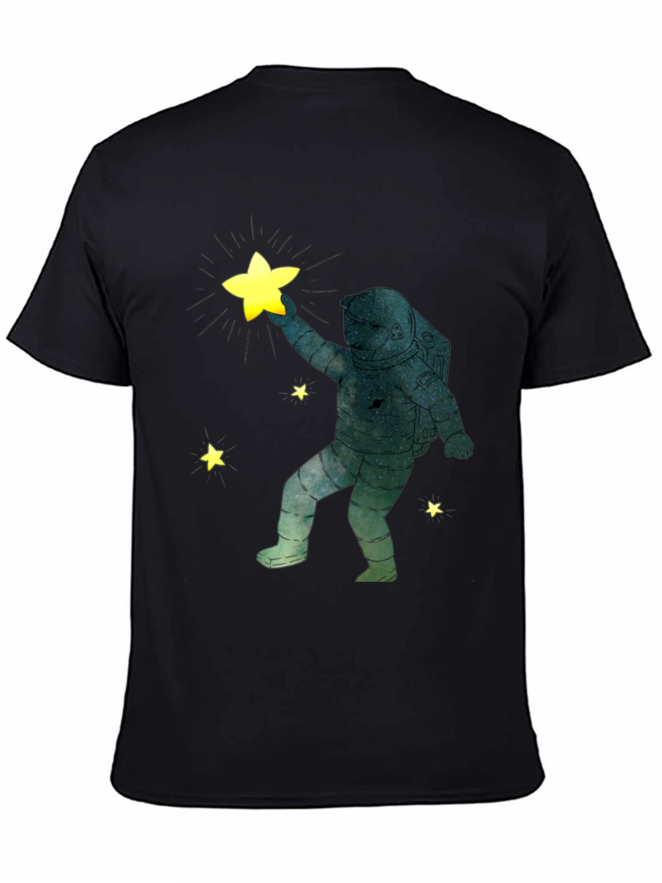 Astronaut Star Grabber Black T-Shirt
