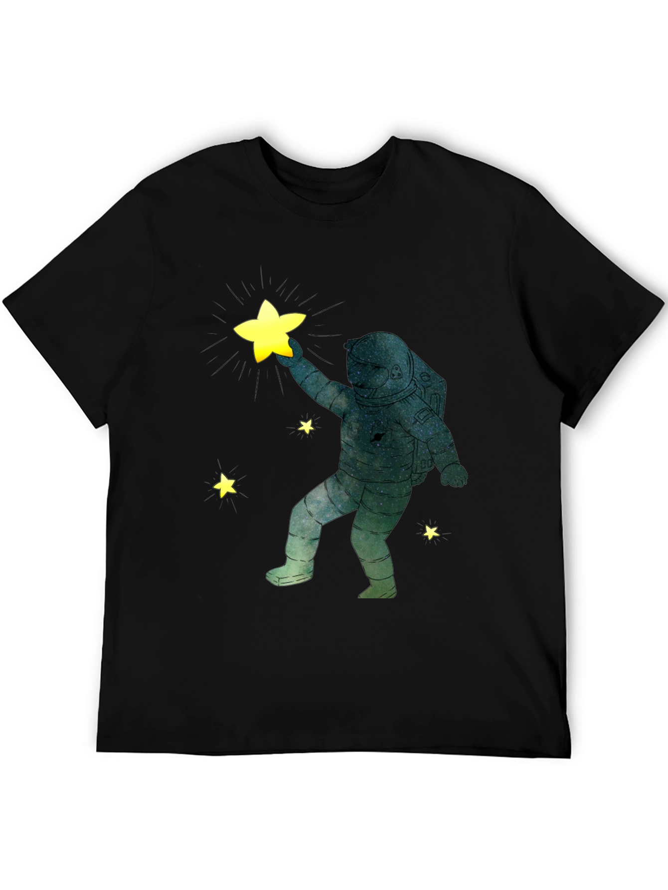 Astronaut Star Grabber Black T-Shirt