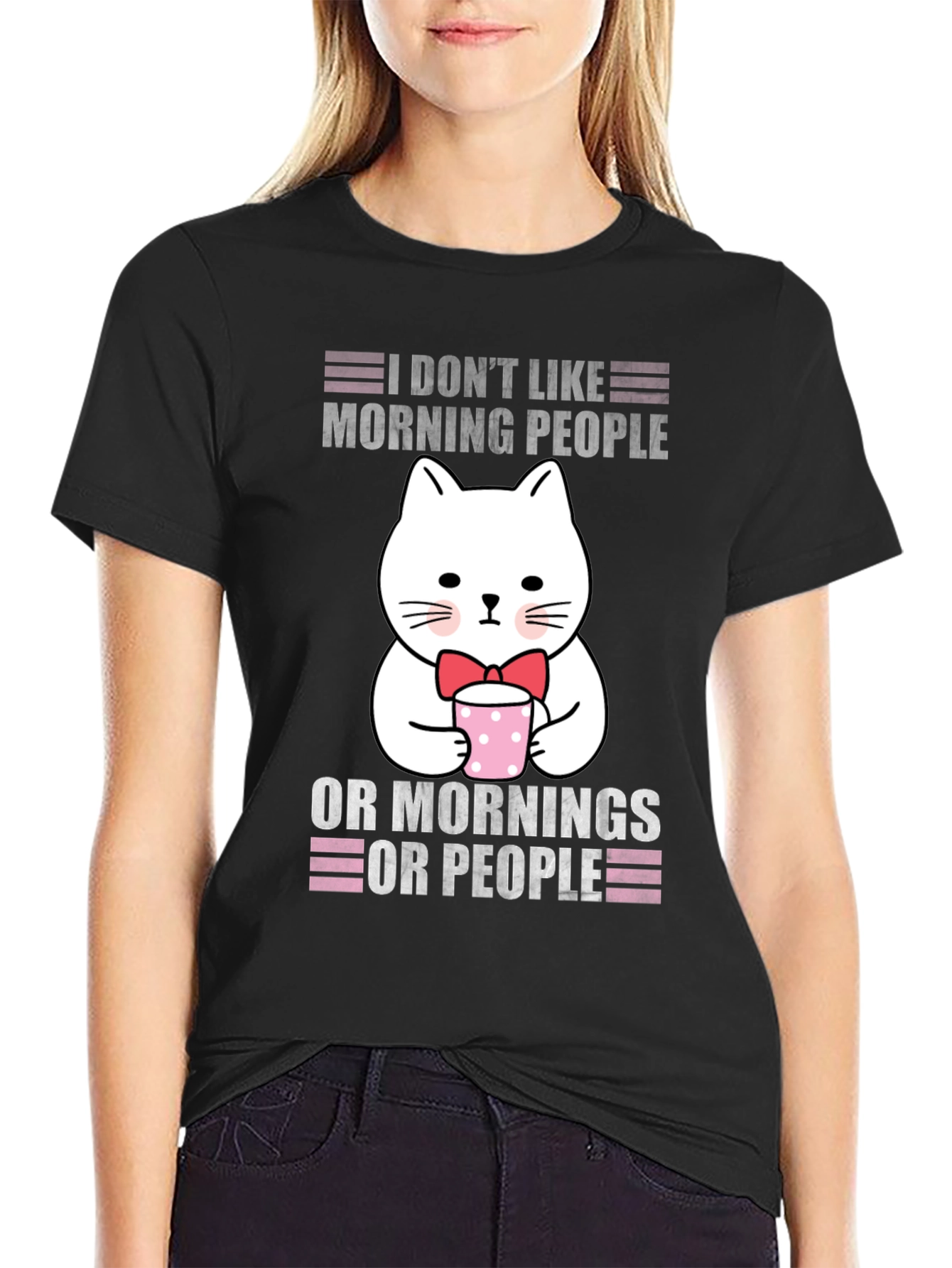 Funny Cat Morning People T-Shirt