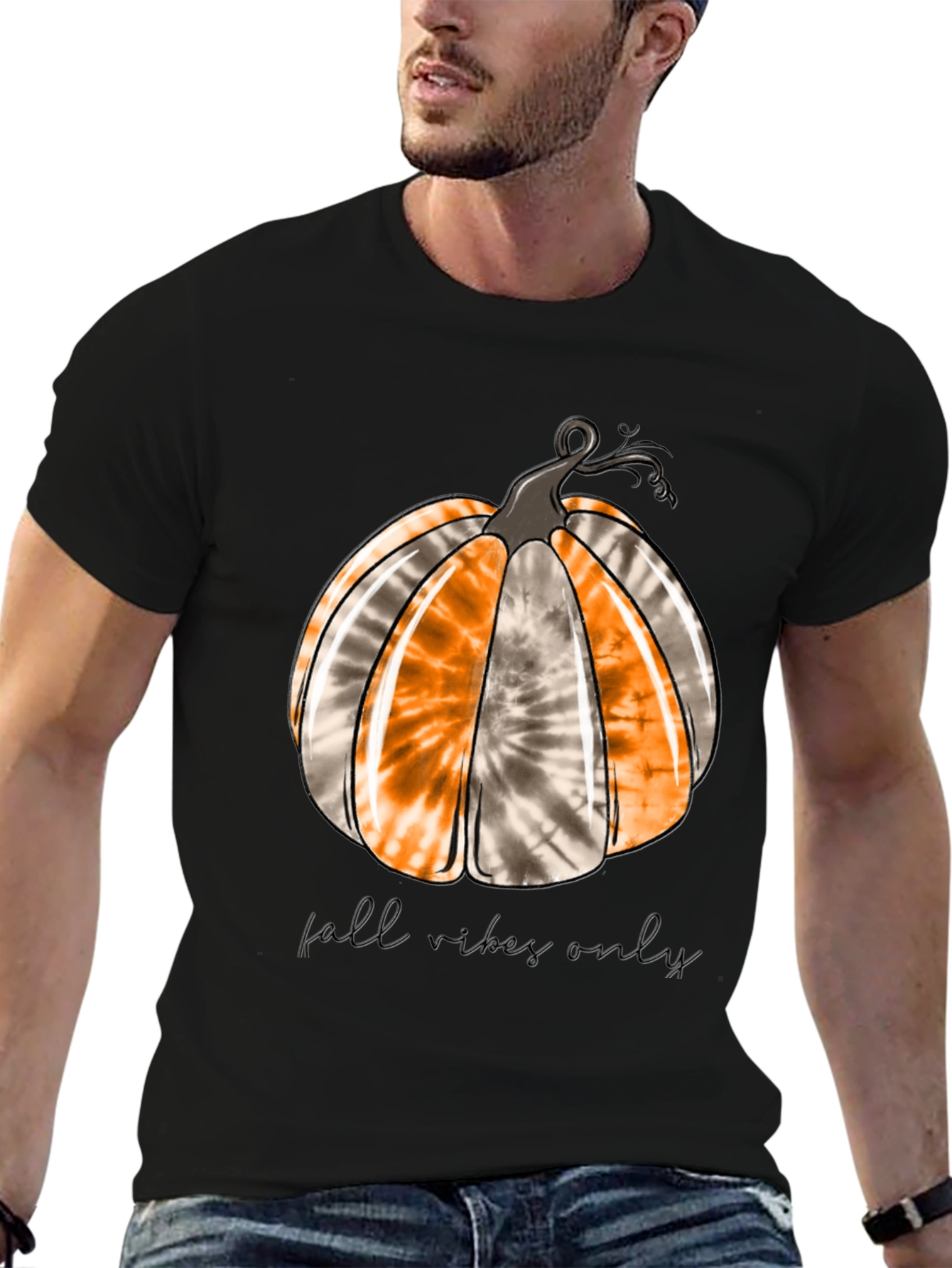 Fall Vibes Only Pumpkin Tie Dye T-Shirt