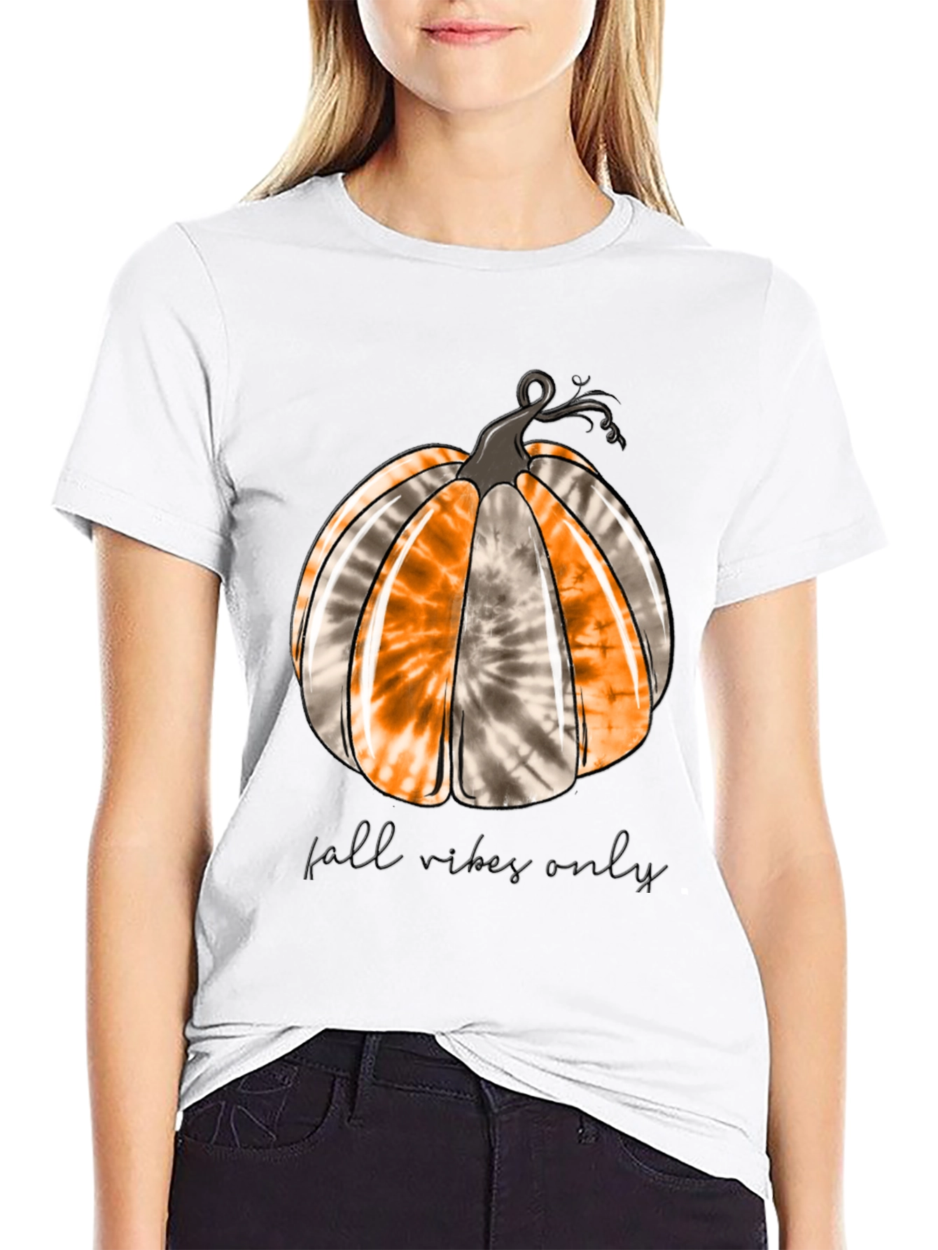 Fall Vibes Only Pumpkin Tie Dye T-Shirt