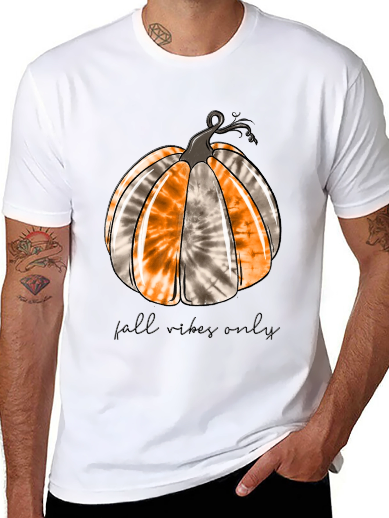 Fall Vibes Only Pumpkin Tie Dye T-Shirt