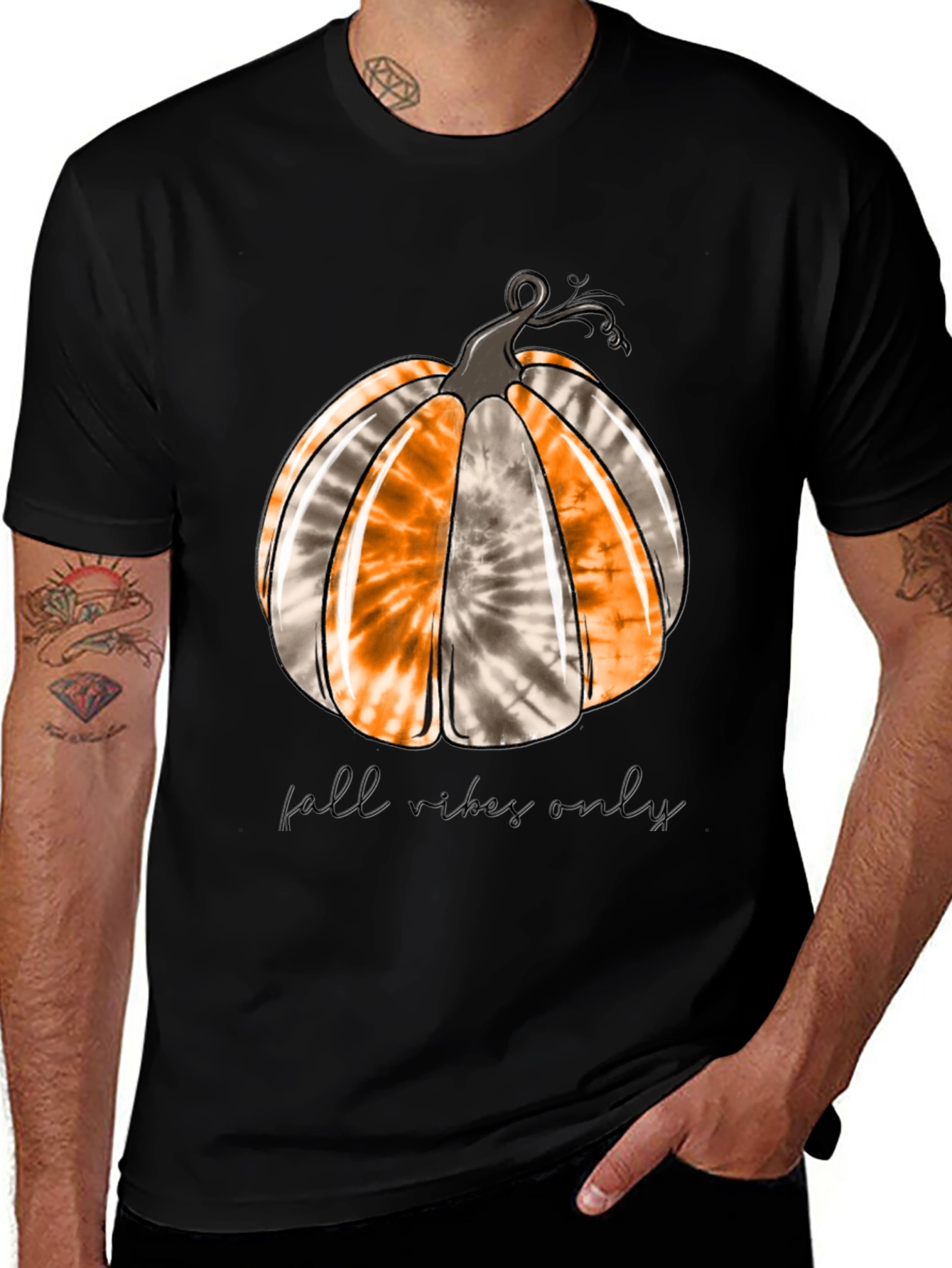 Fall Vibes Only Pumpkin Tie Dye T-Shirt