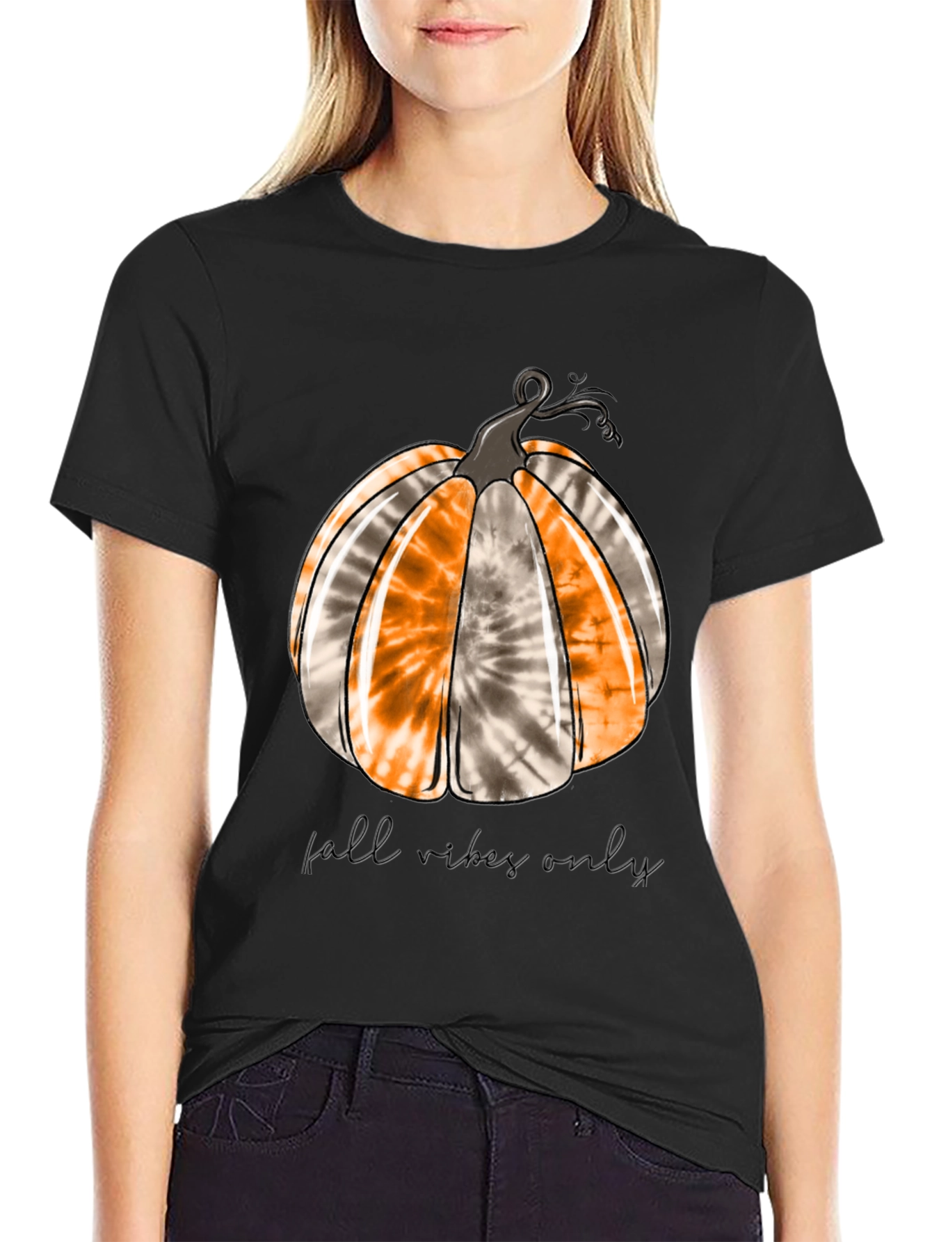 Fall Vibes Only Pumpkin Tie Dye T-Shirt