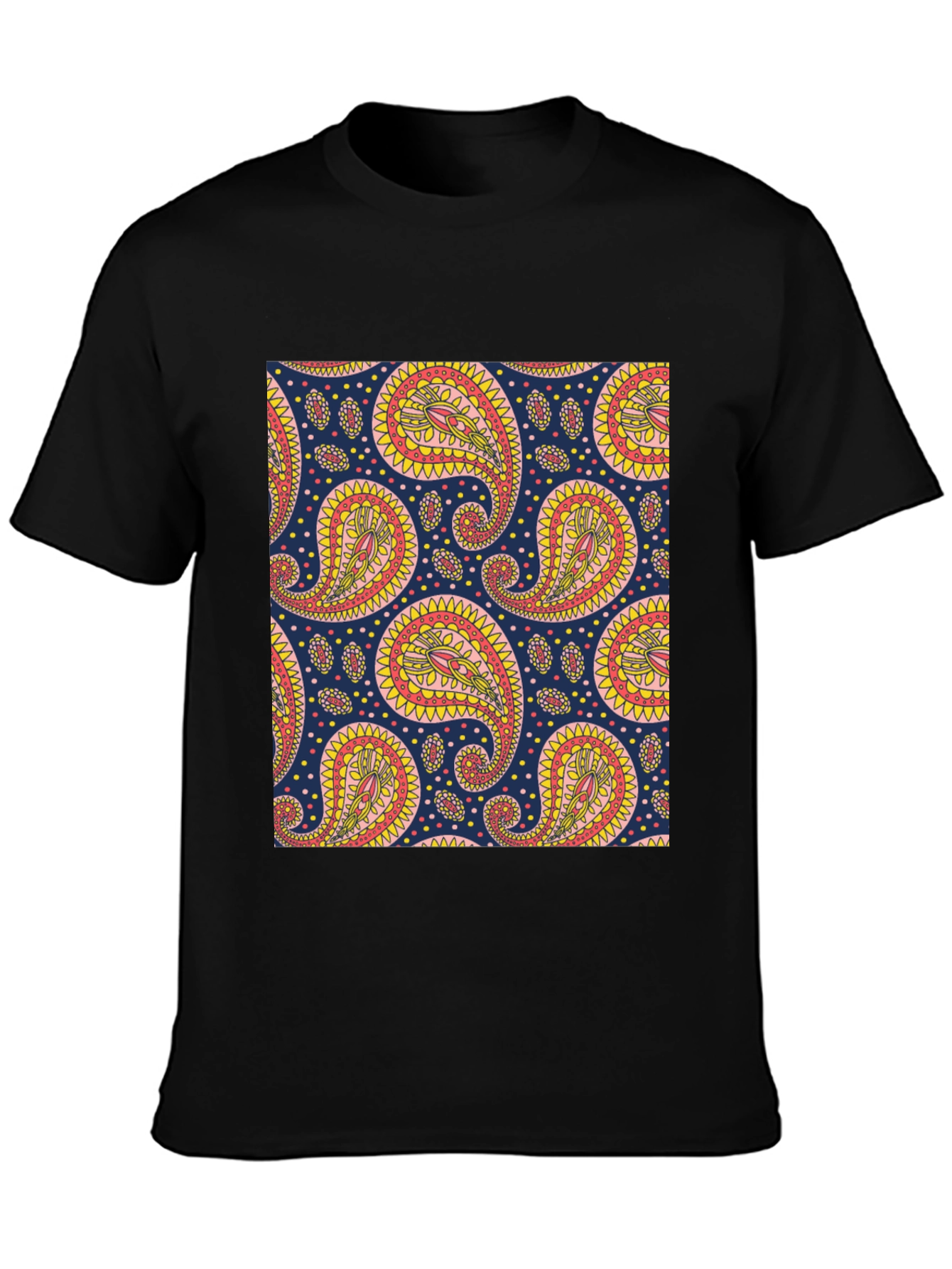 Paisley Pattern Black T-Shirt