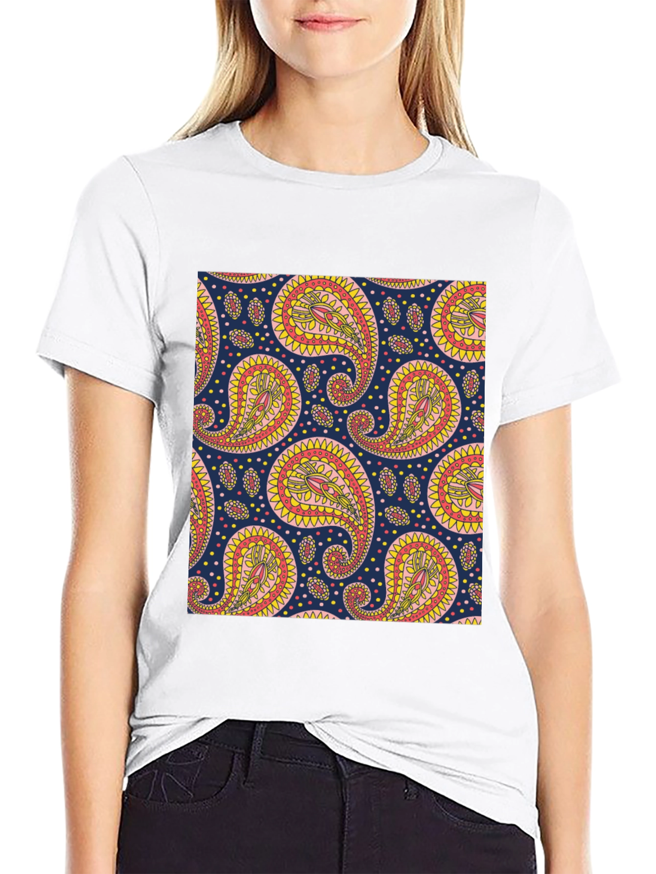 Paisley Pattern Black T-Shirt
