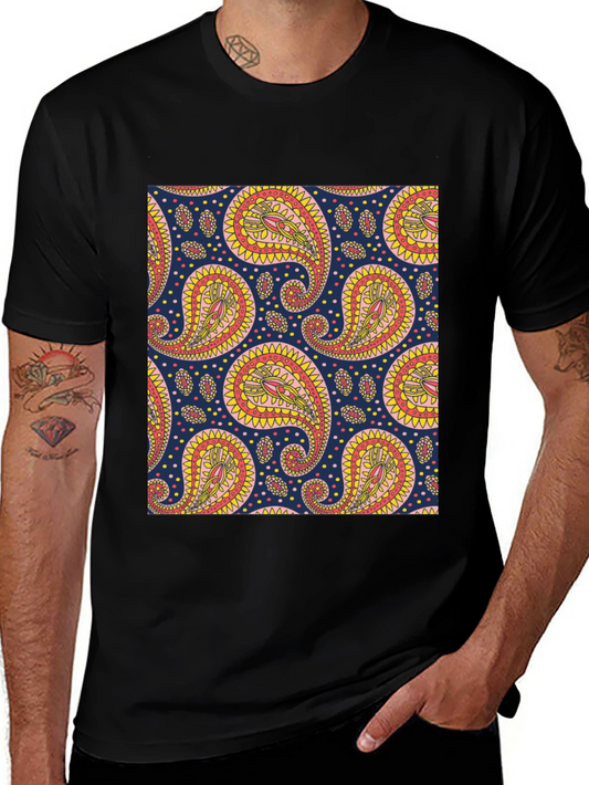 Paisley Pattern Black T-Shirt