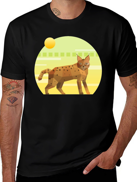 Geometric Lynx T-Shirt - Cool Cat Graphic Tee