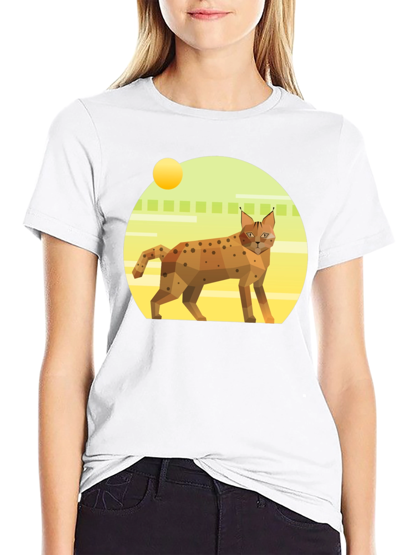 Geometric Lynx T-Shirt - Cool Cat Graphic Tee