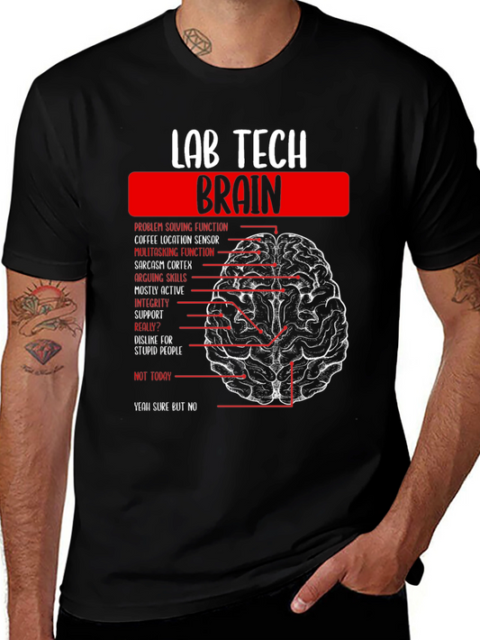 Lab Tech Brain Anatomy Graphic Tee -  Black