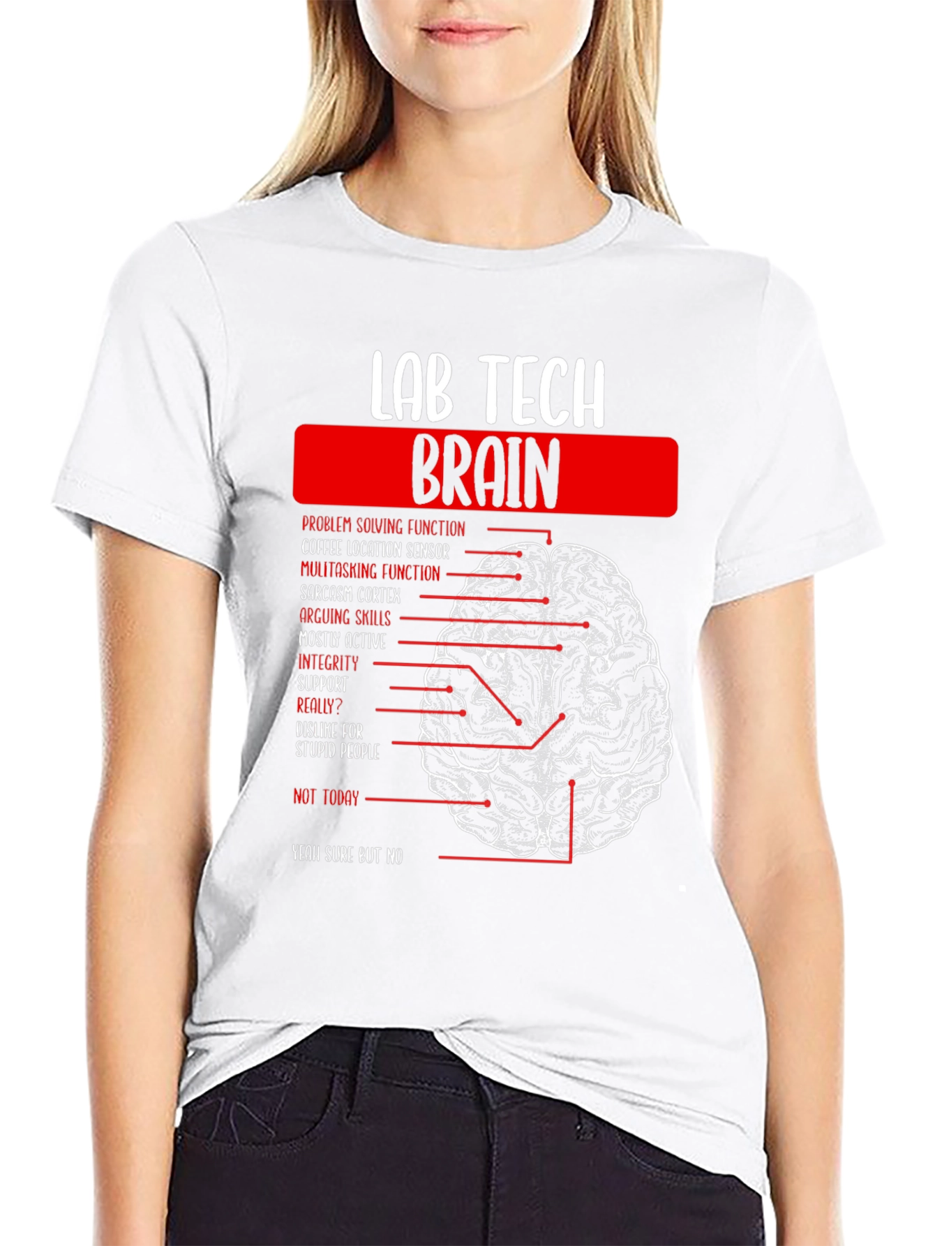 Lab Tech Brain Anatomy Graphic Tee -  Black
