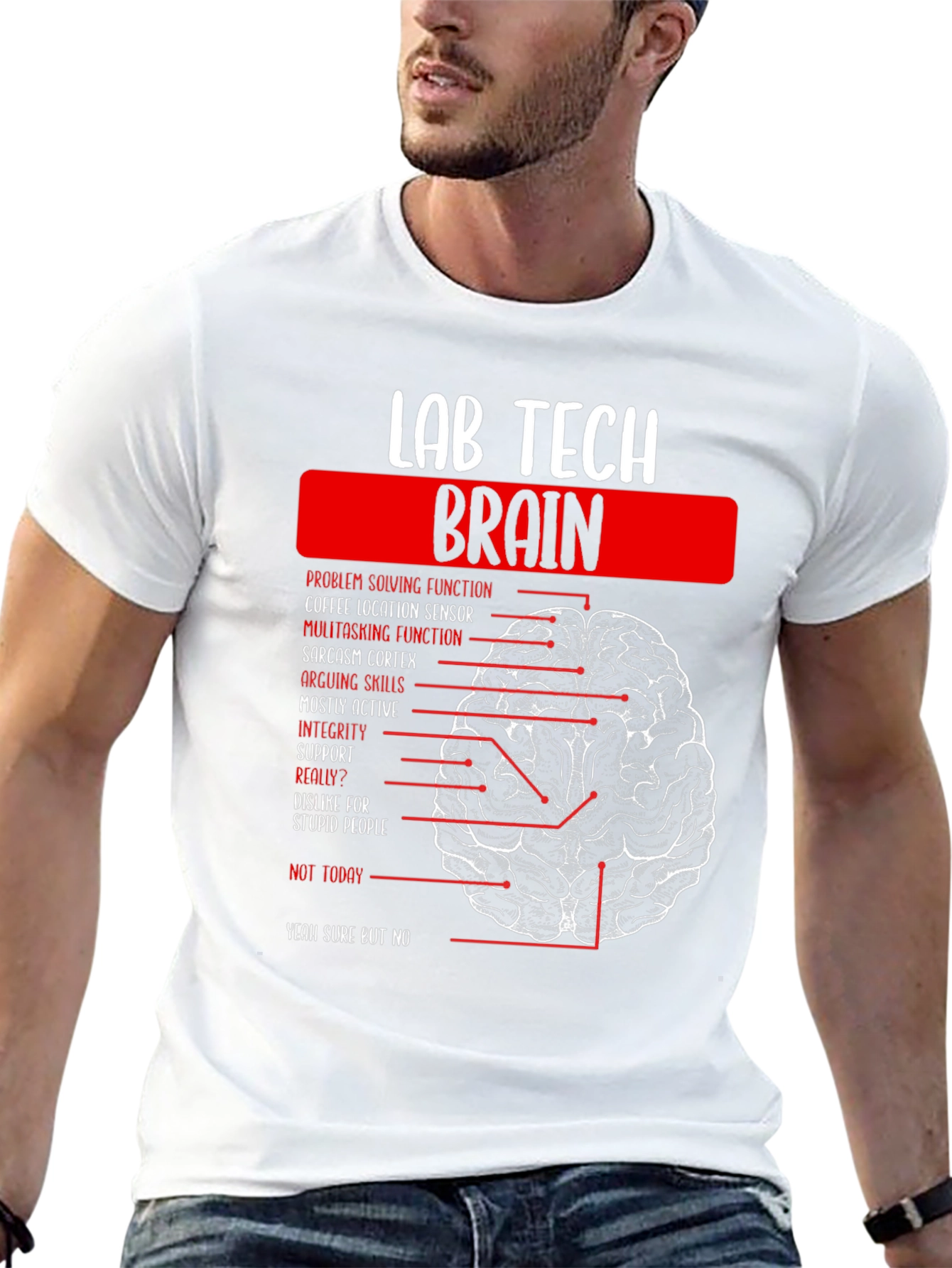 Lab Tech Brain Anatomy Graphic Tee -  Black