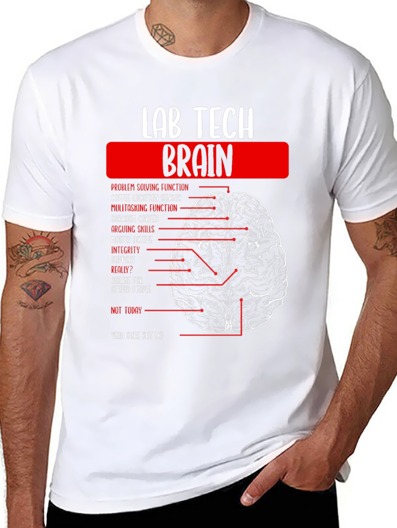 Lab Tech Brain Anatomy Graphic Tee -  Black