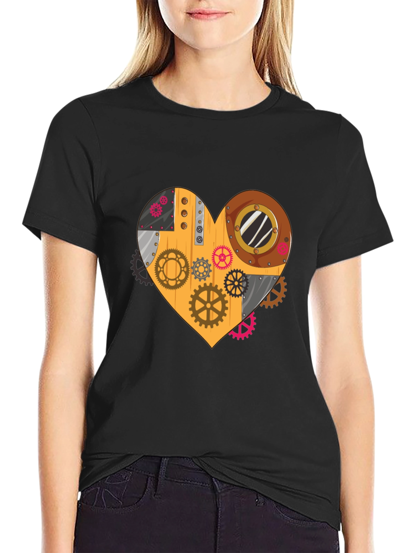 Steampunk Heart Gear T-Shirt - Unique Design