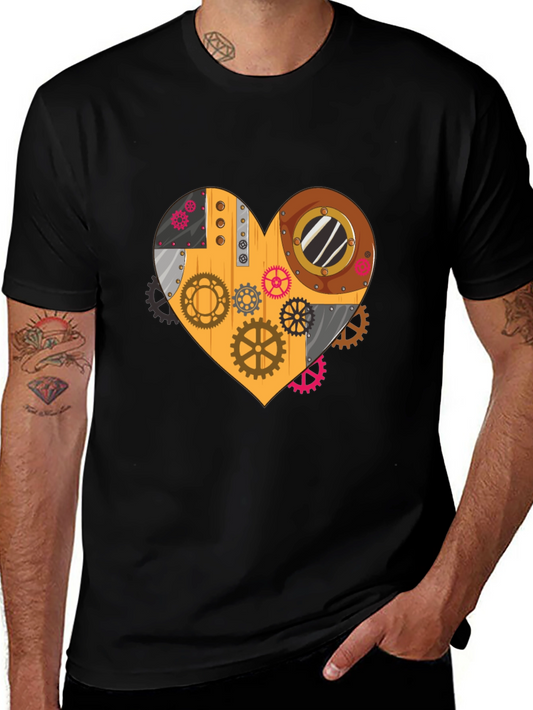 Steampunk Heart Gear T-Shirt - Unique Design