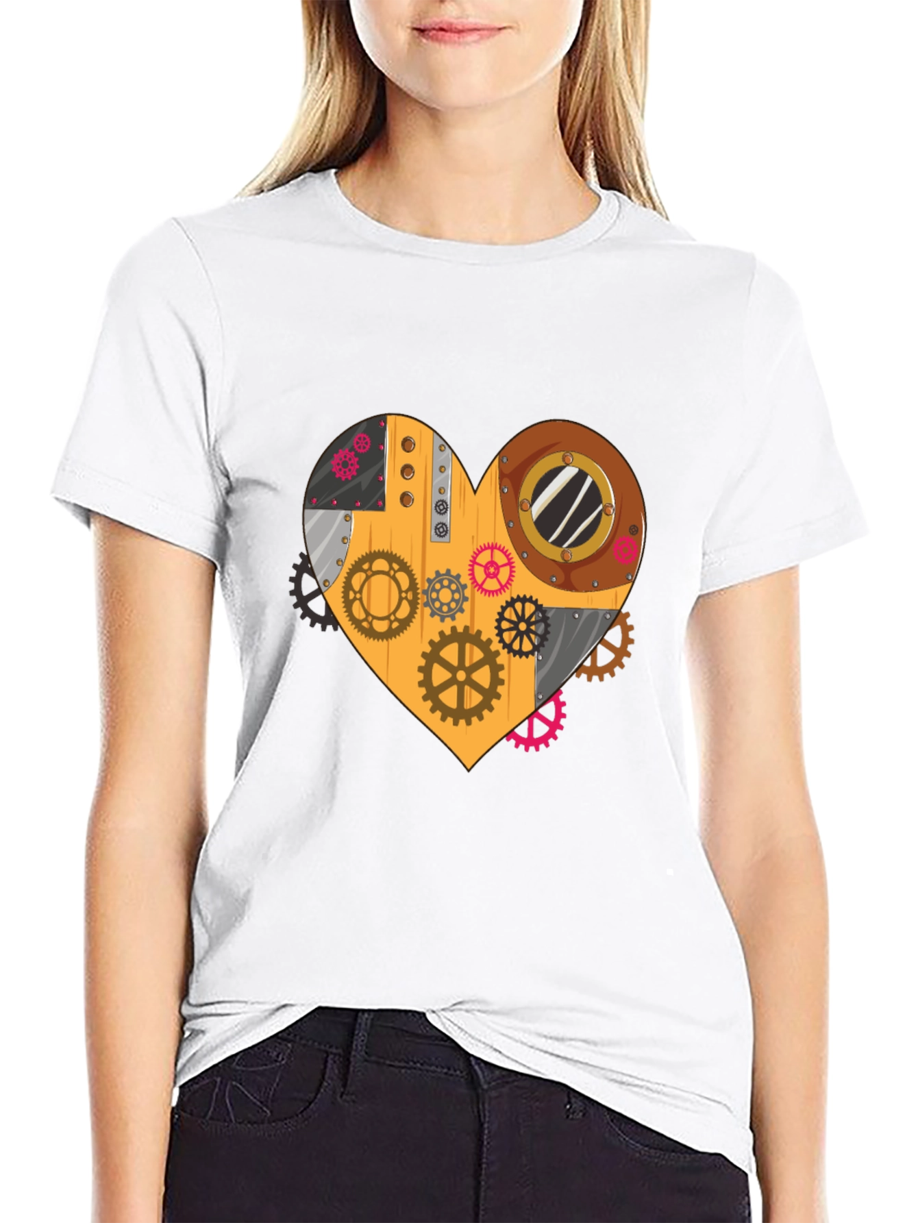 Steampunk Heart Gear T-Shirt - Unique Design