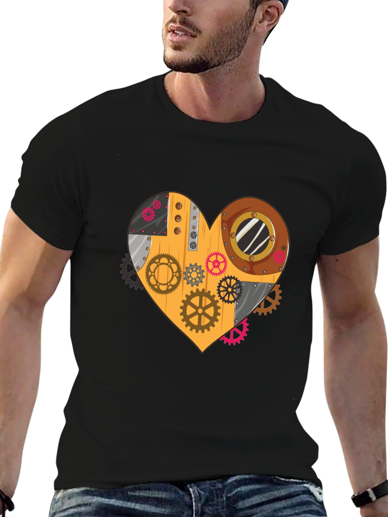 Steampunk Heart Gear T-Shirt - Unique Design