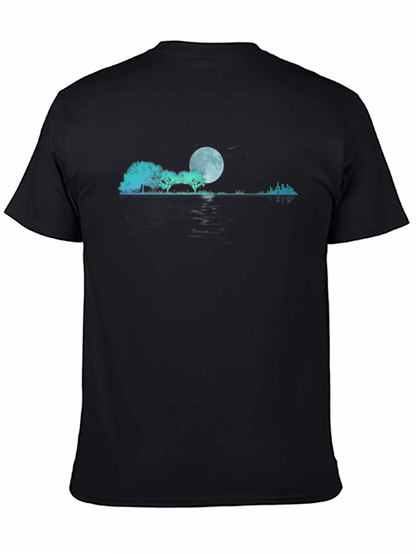 Moonlit Trees Graphic Black T-Shirt