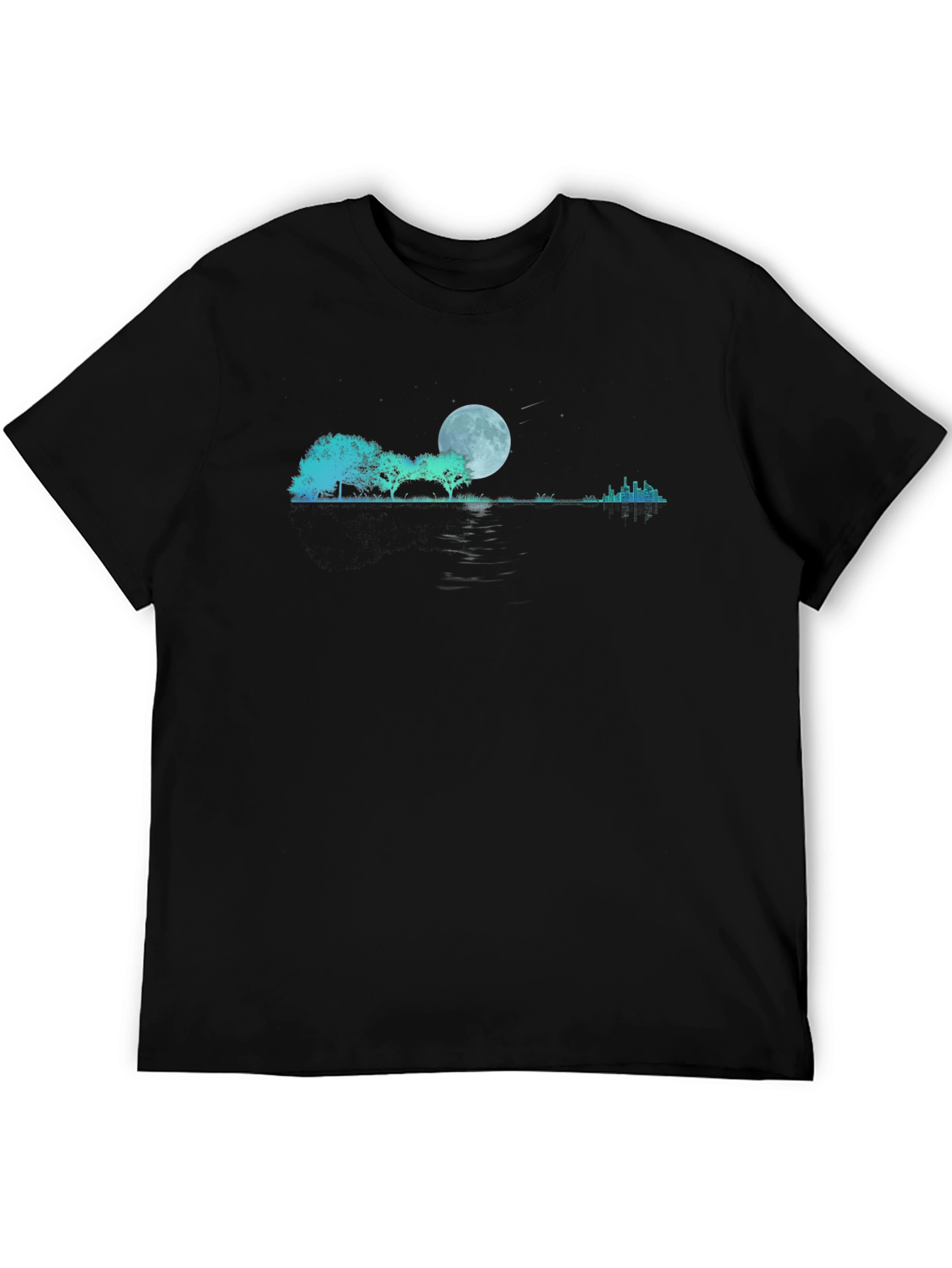 Moonlit Trees Graphic Black T-Shirt