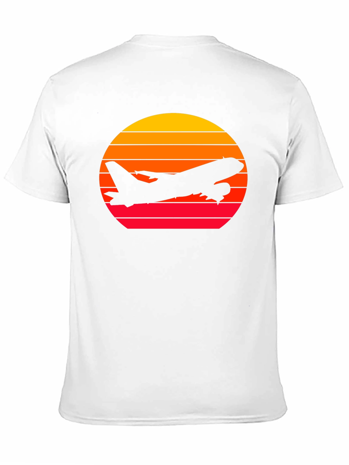 Sunset Airplane Graphic Tee - Black Cotton T-Shirt