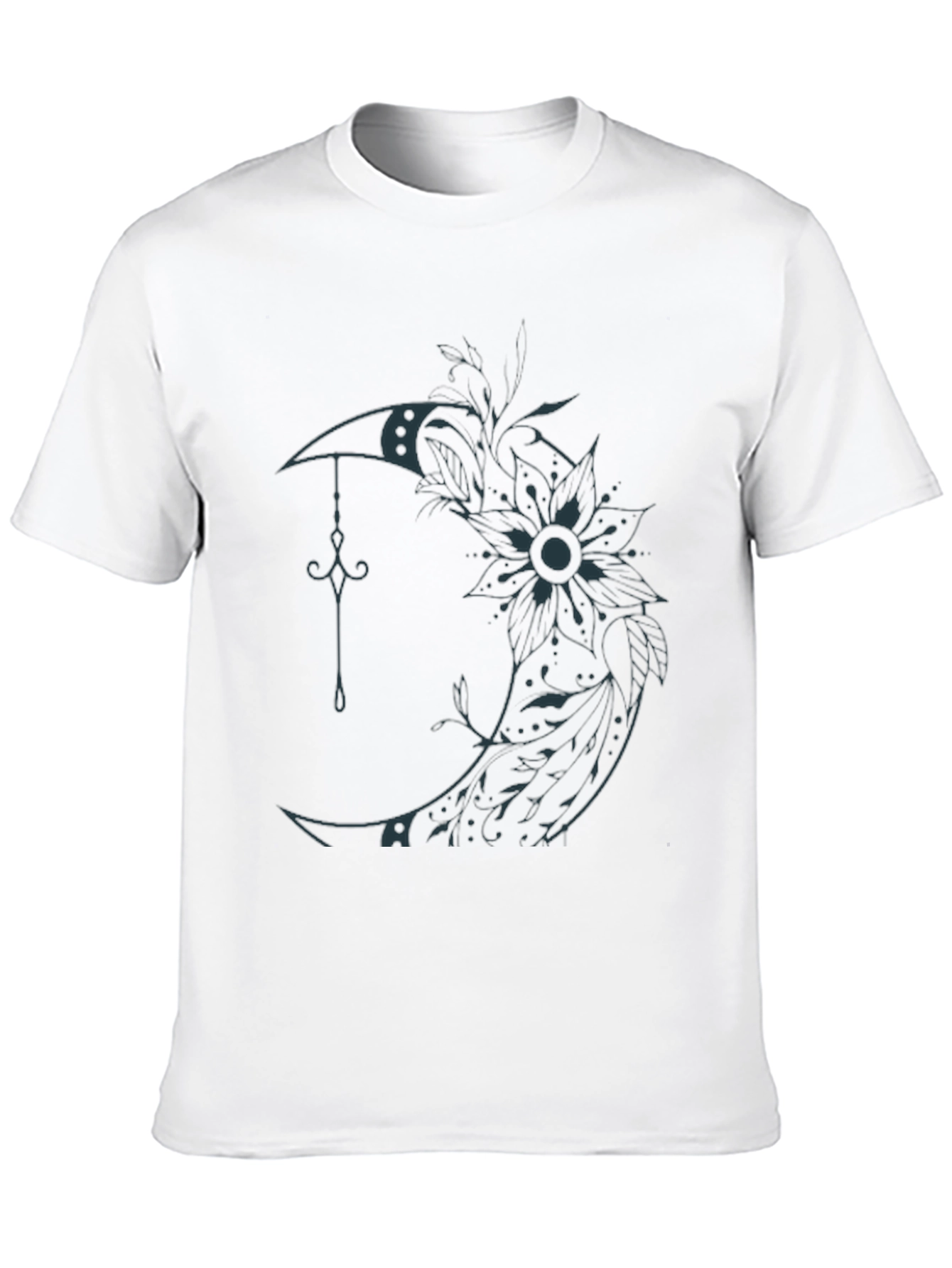 Moon Flower Graphic T-Shirt - Black